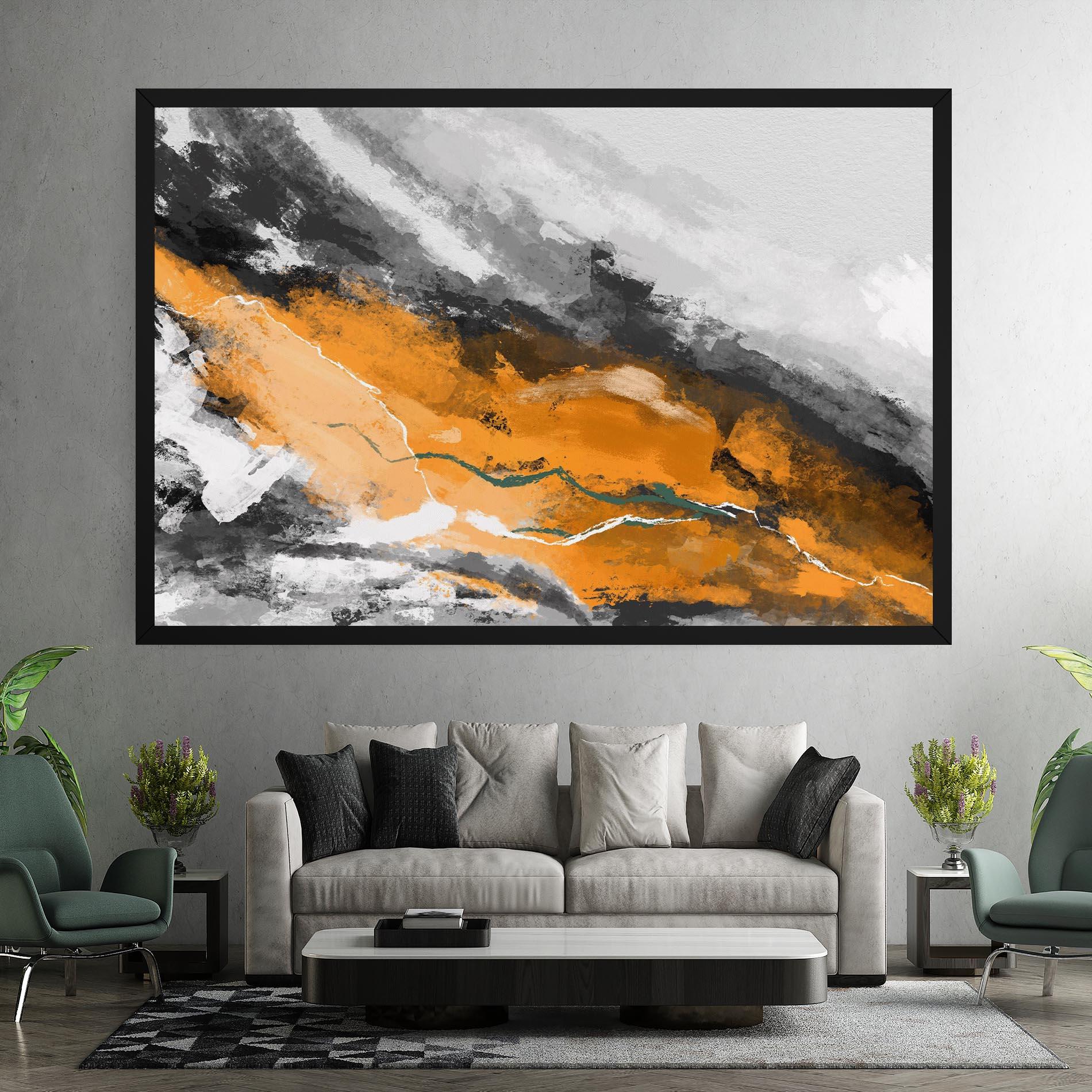 Tablou Canvas Orange Painting River mockup 7