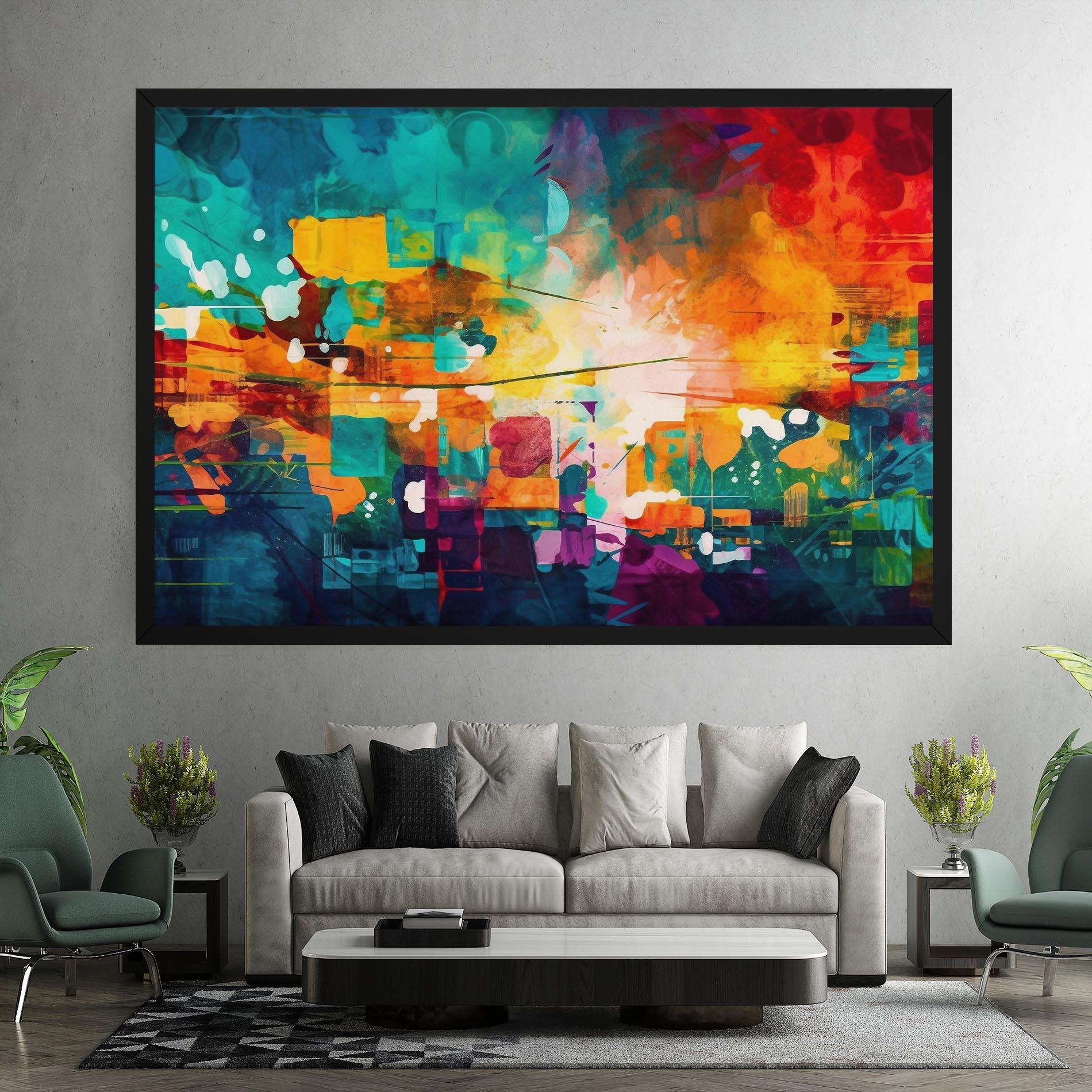 Tablou Canvas Vibrant Colors On Blue Background mockup 7