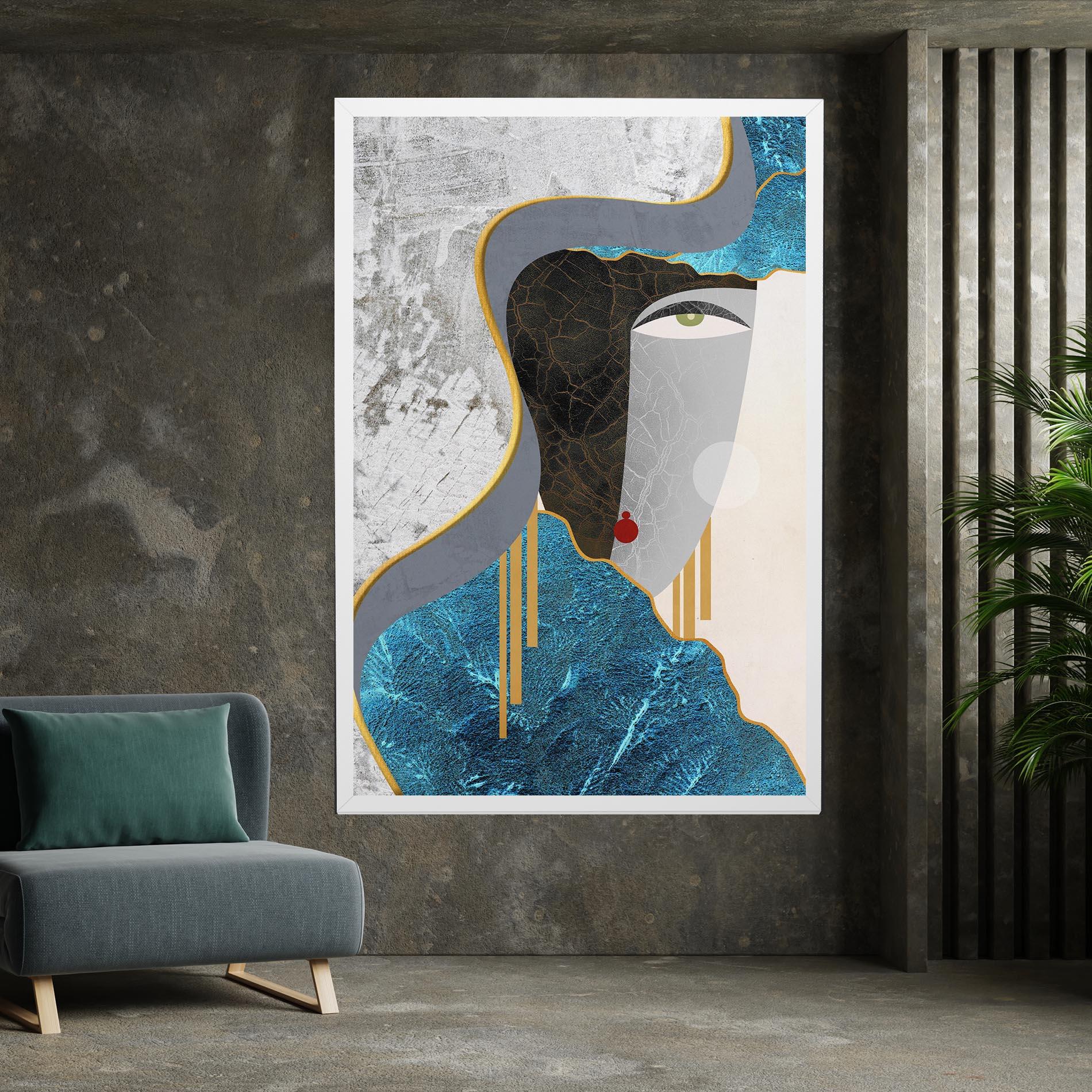 Tablou Canvas Abstract Blue Face mockup 7