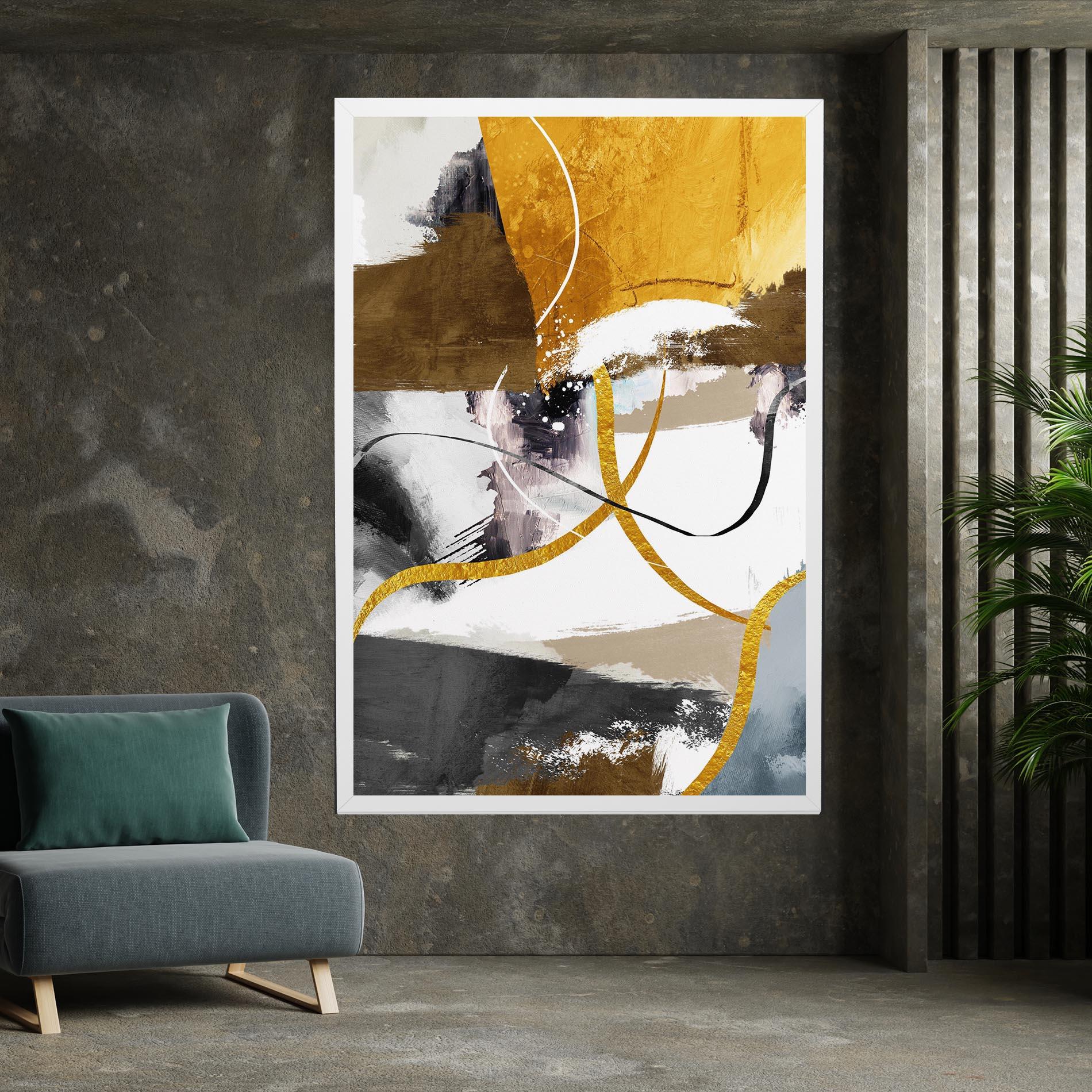 Tablou Canvas Chaotic Golden Painting mockup 7