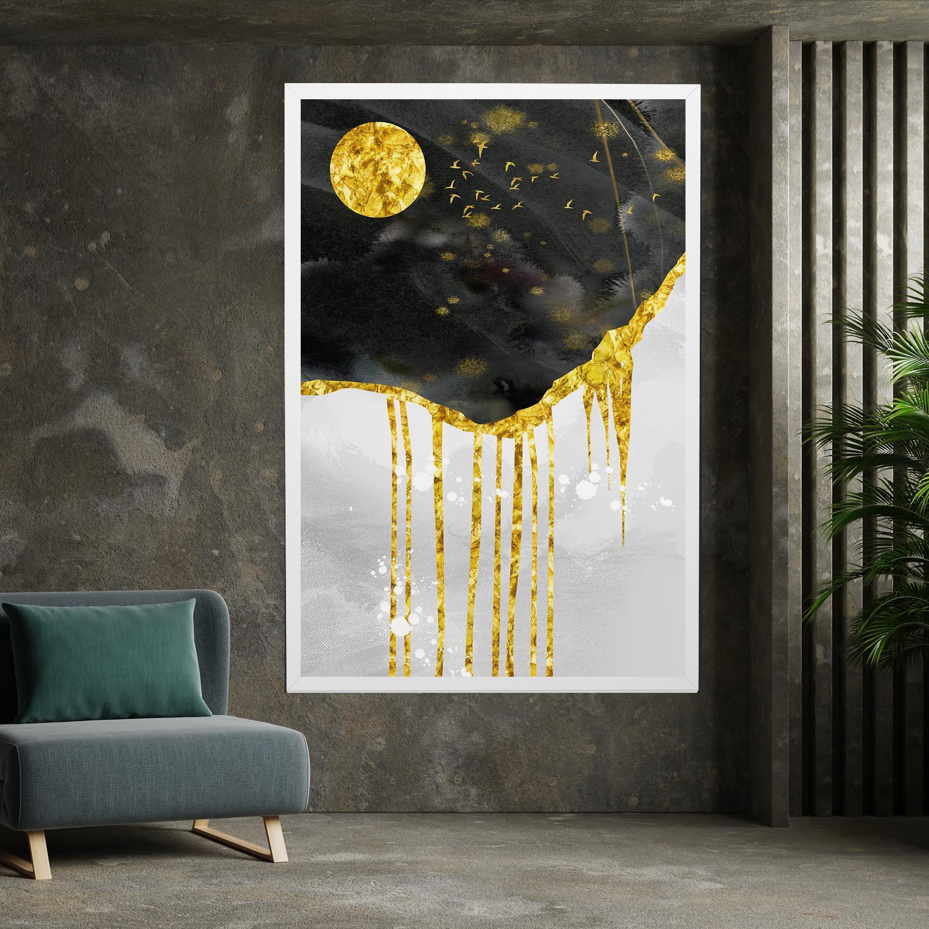 Tablou Canvas Gold Moon And Birds mockup 7