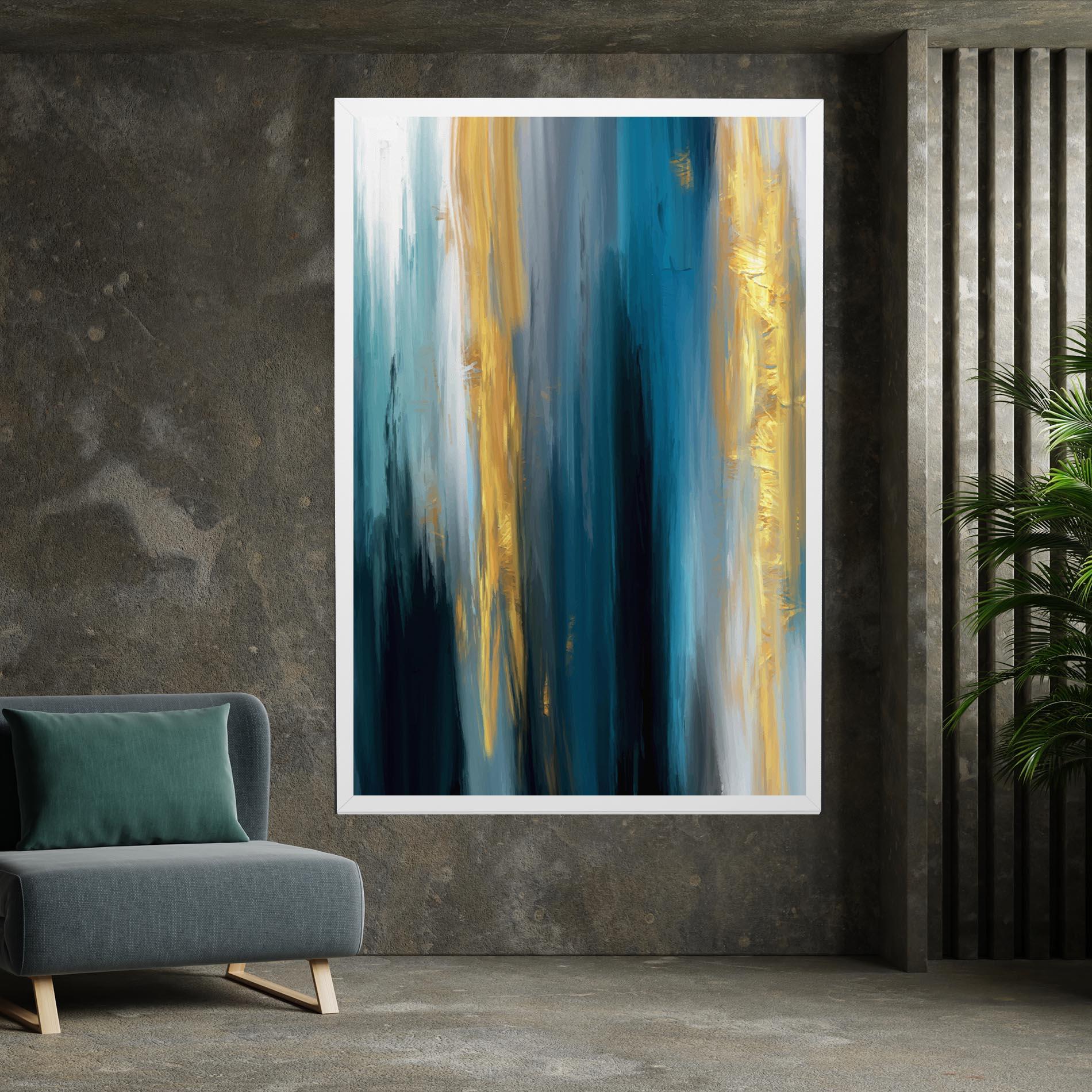 Tablou Canvas Golden Black Blue Art mockup 7
