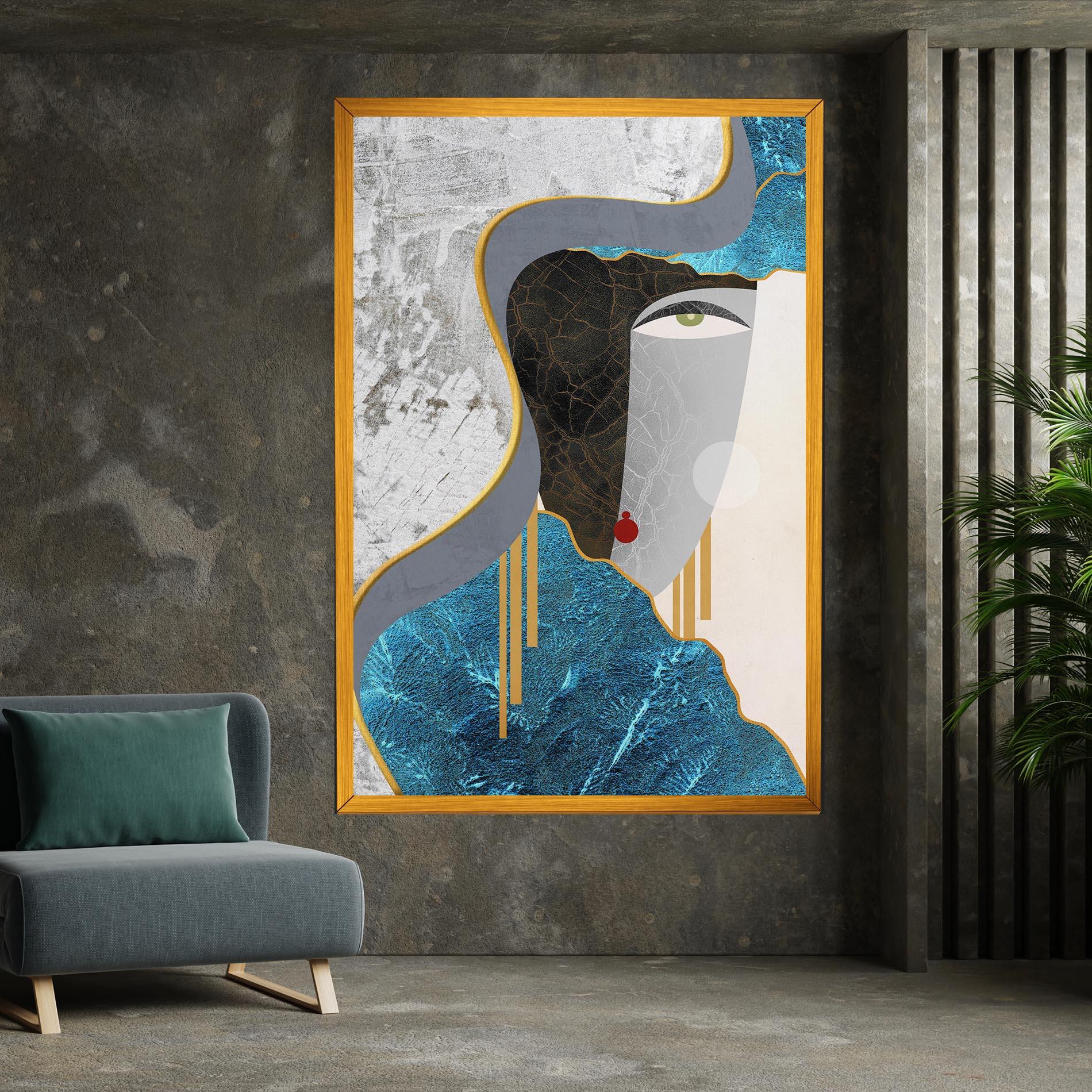 Tablou Canvas Abstract Blue Face mockup 7