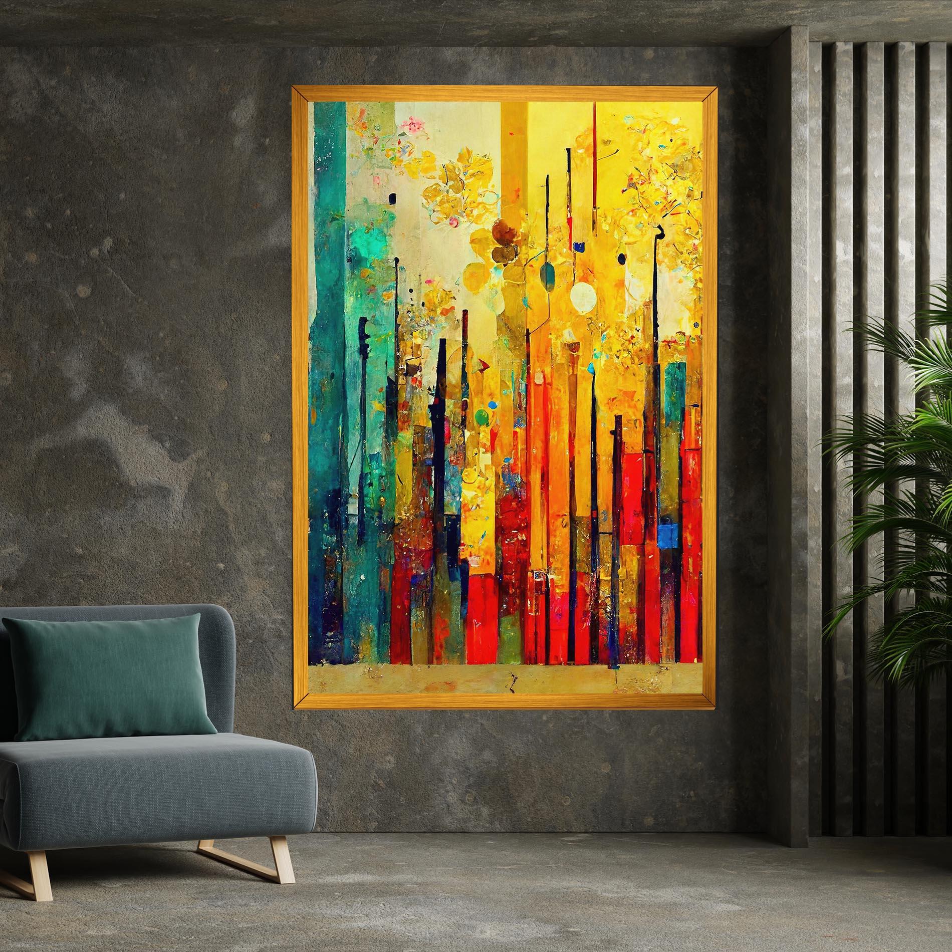 Tablou Canvas Black Lines On Yellow Light mockup 7