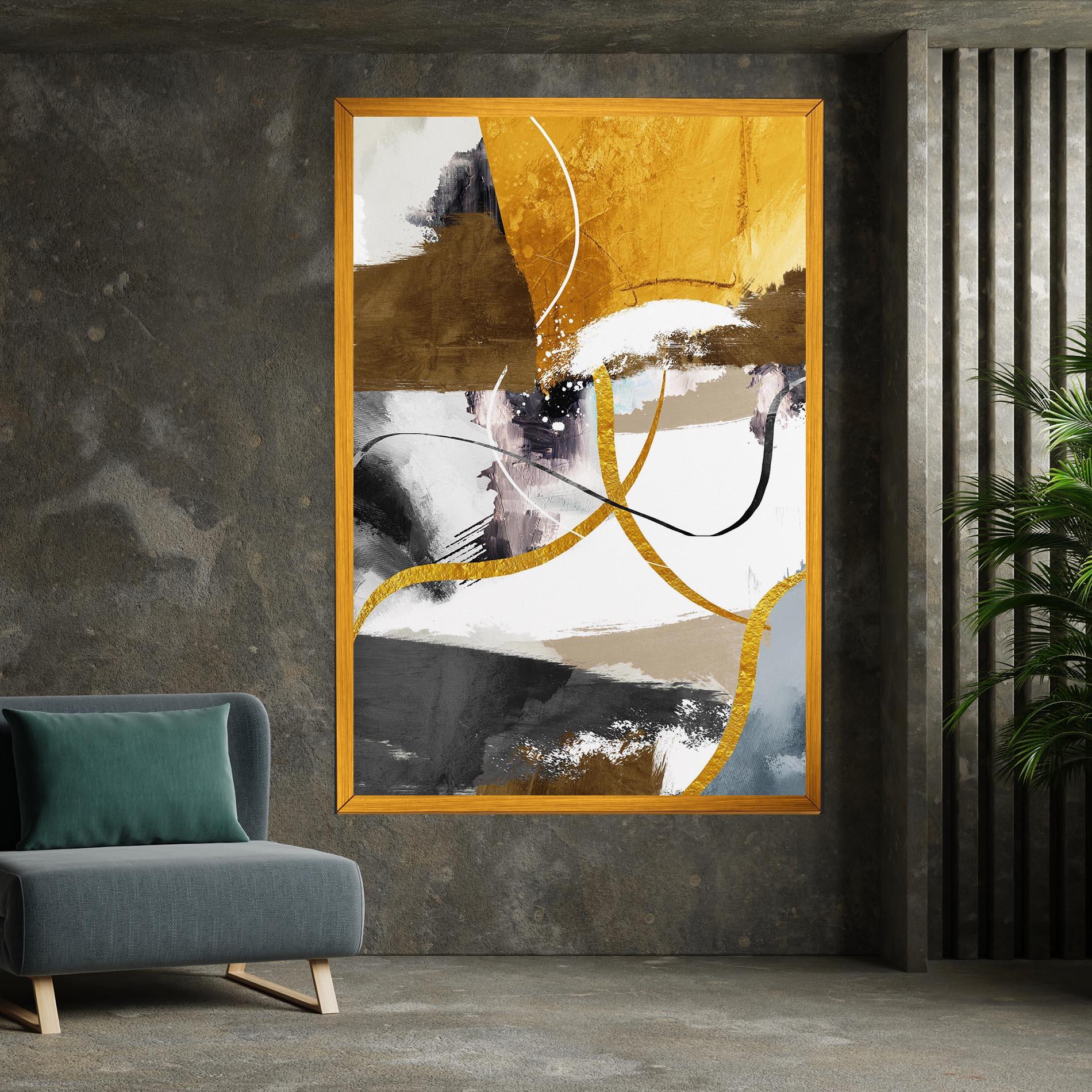 Tablou Canvas Chaotic Golden Painting mockup 7