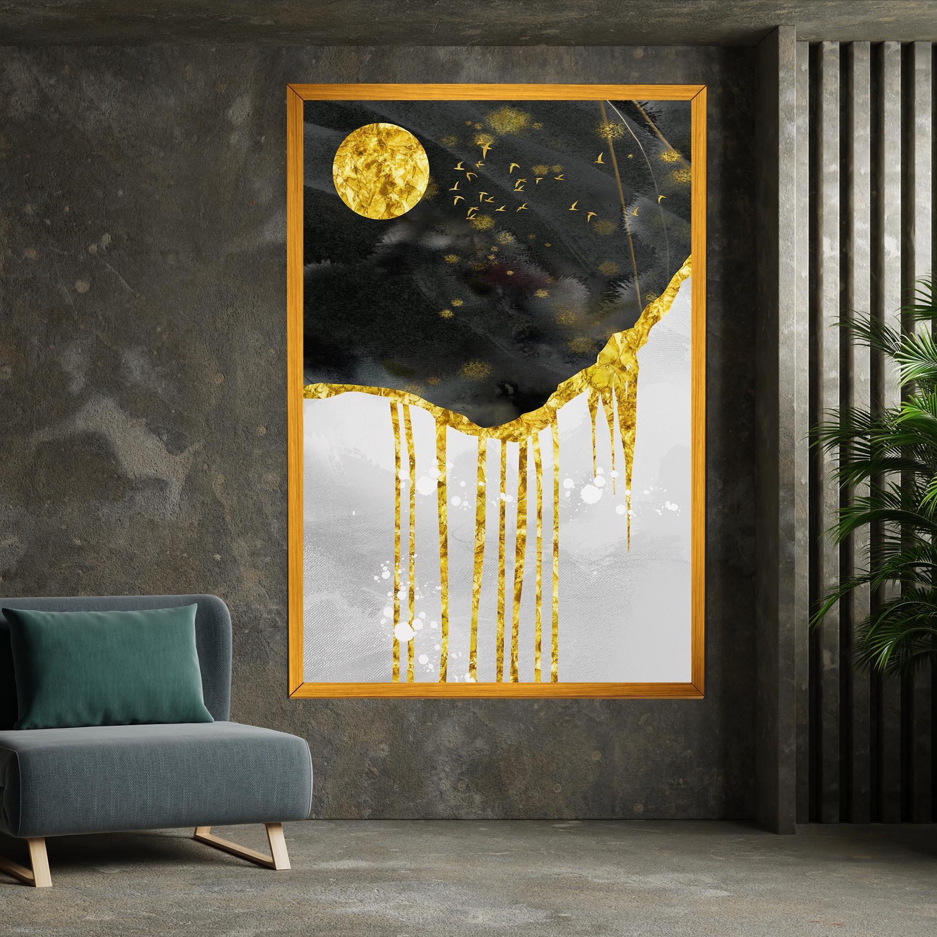 Tablou Canvas Gold Moon And Birds mockup 7