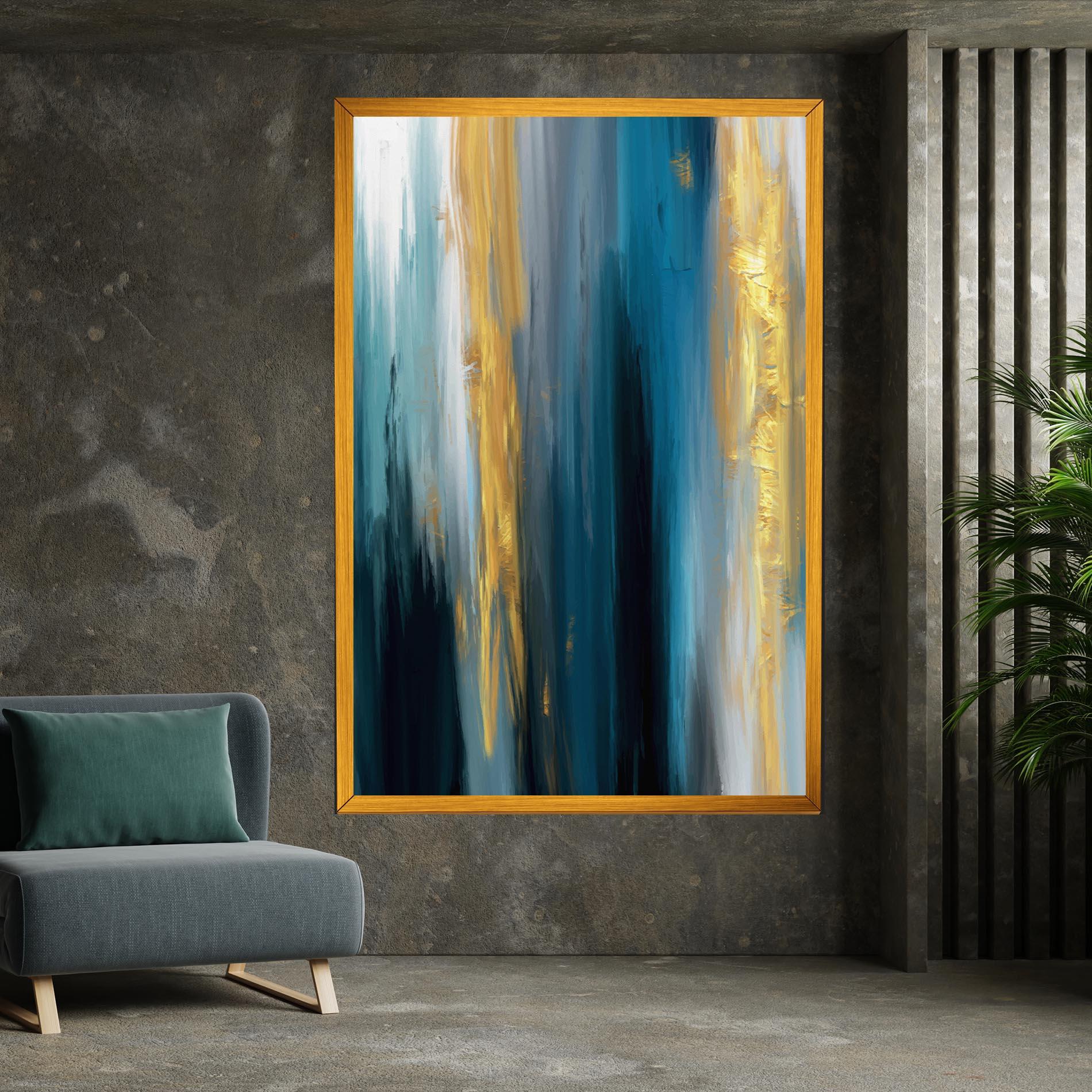 Tablou Canvas Golden Black Blue Art mockup 7