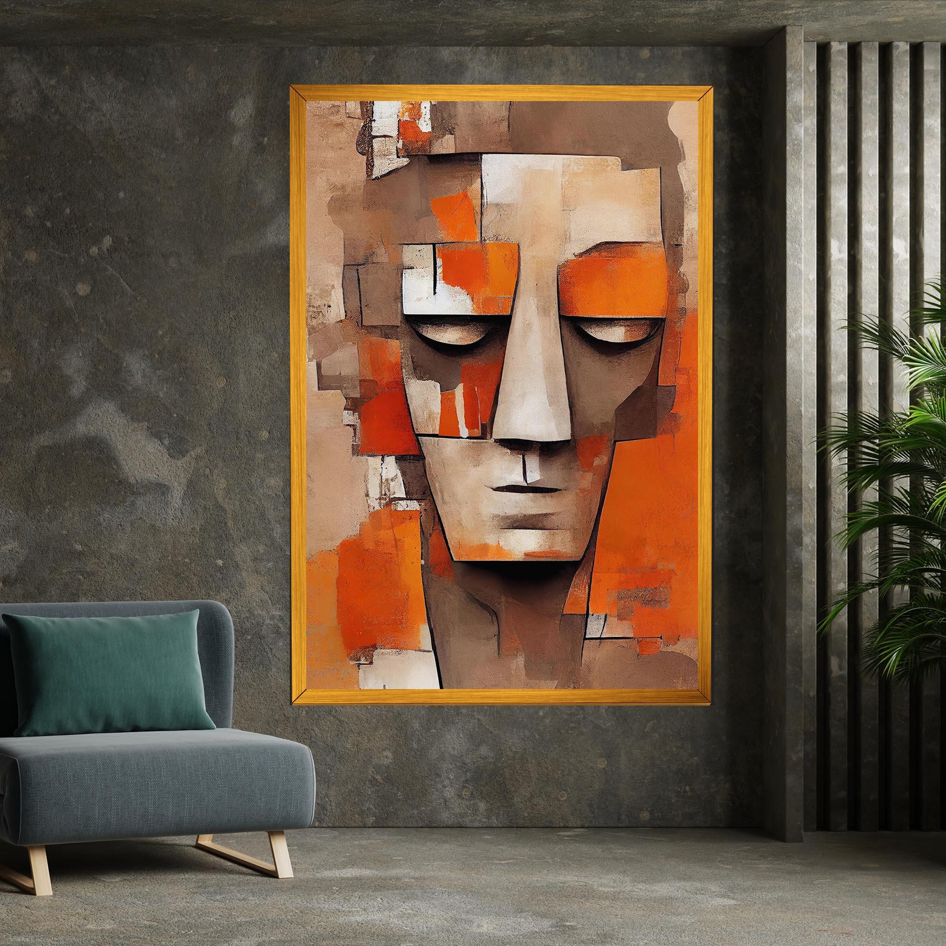 Tablou Canvas Orange Male Face mockup 7