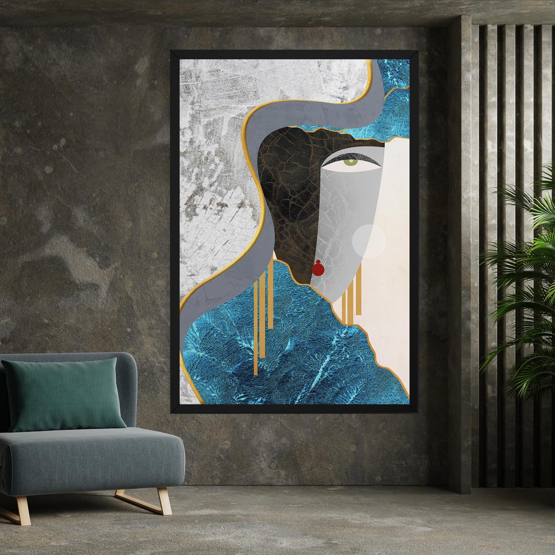 Tablou Canvas Abstract Blue Face mockup 7