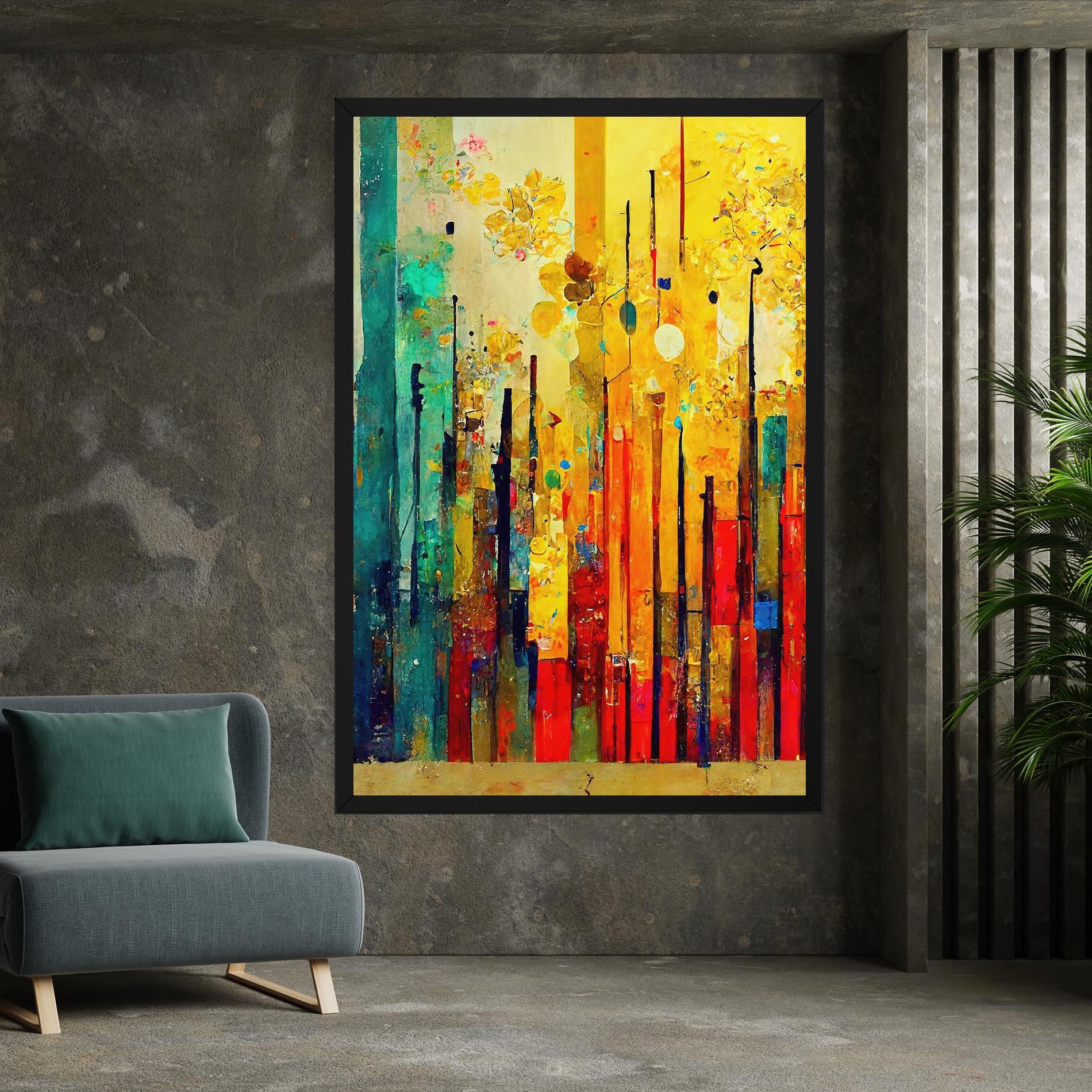 Tablou Canvas Black Lines On Yellow Light mockup 7