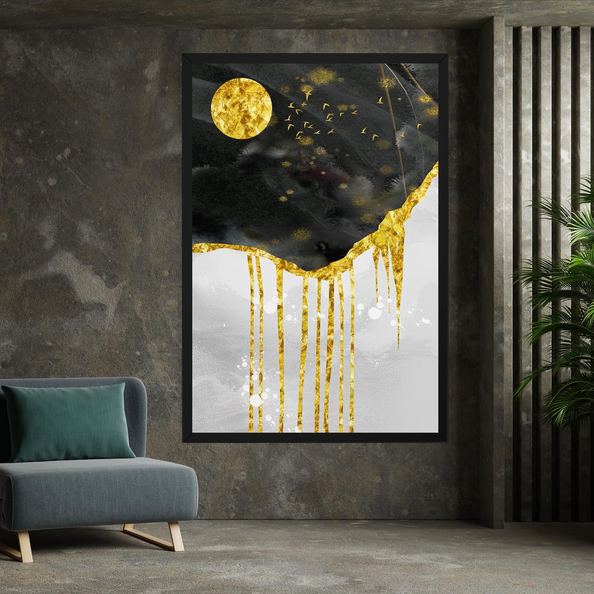 Tablou Canvas Gold Moon And Birds mockup 7