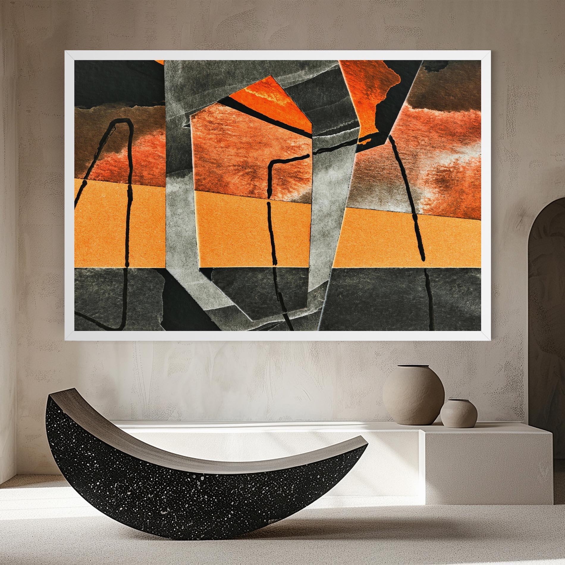 Tablou Canvas Abstract Grey Orange mockup 8