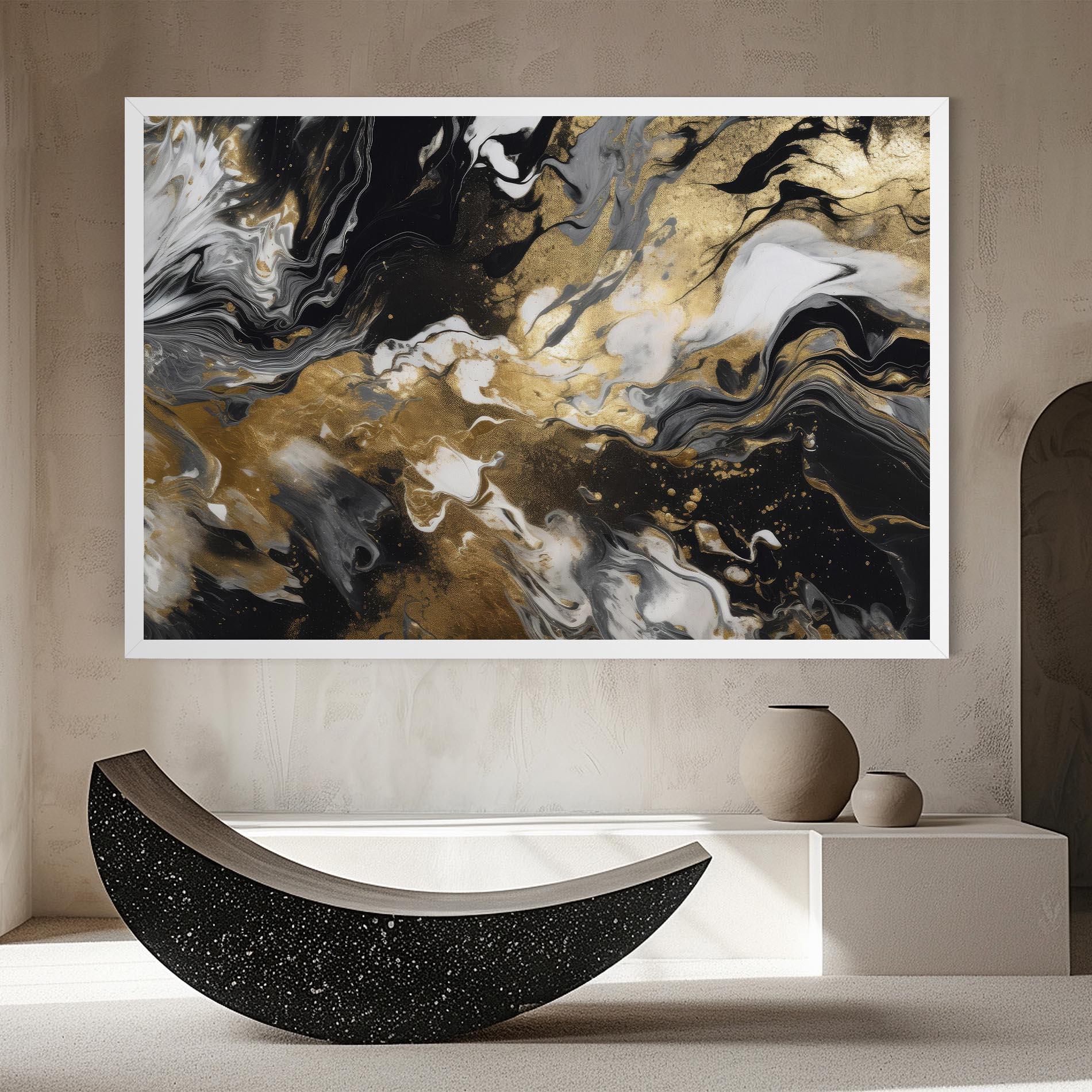 Tablou Canvas Gold Acrylic Fluid mockup 8