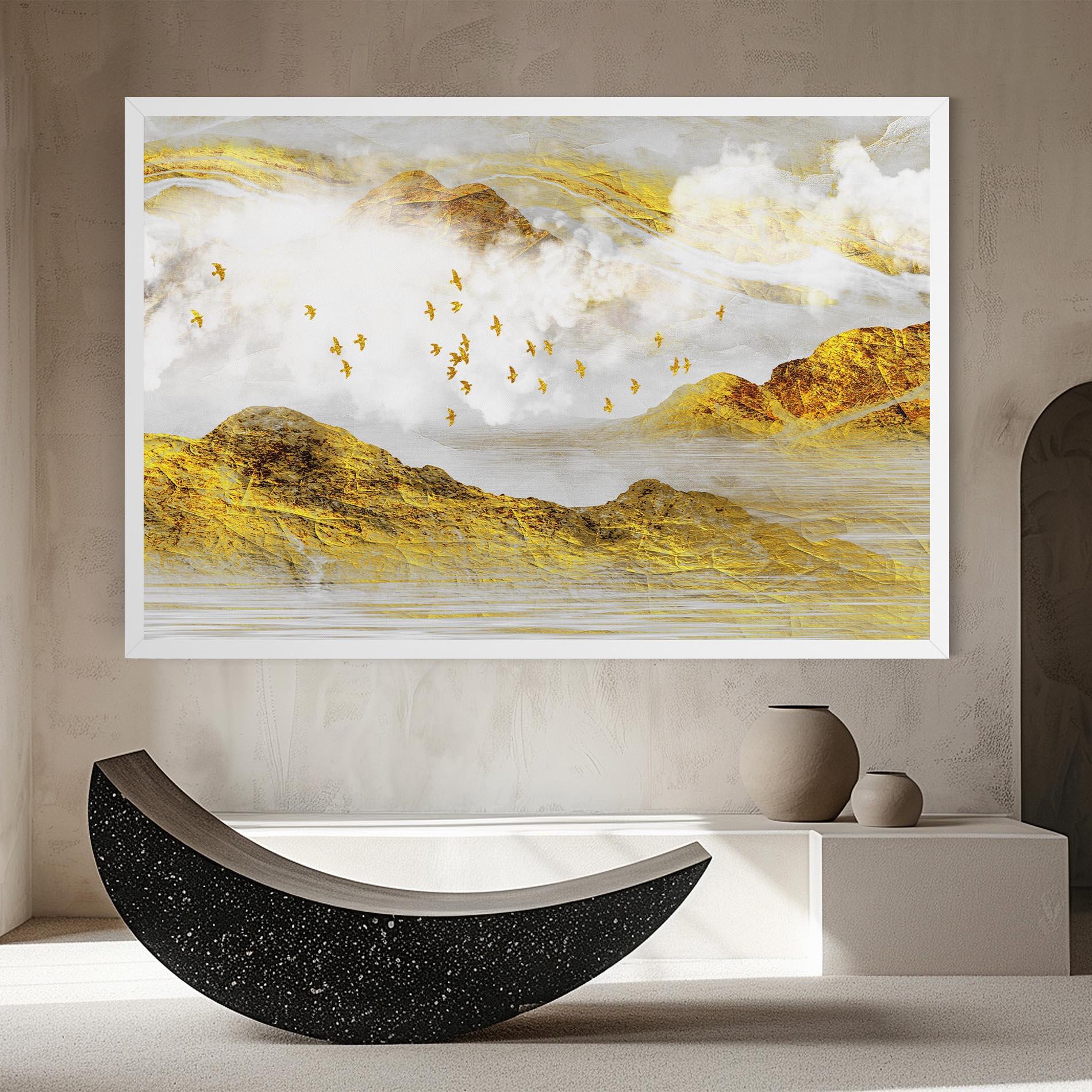 Tablou Canvas Gold Mountains Abstract mockup 8