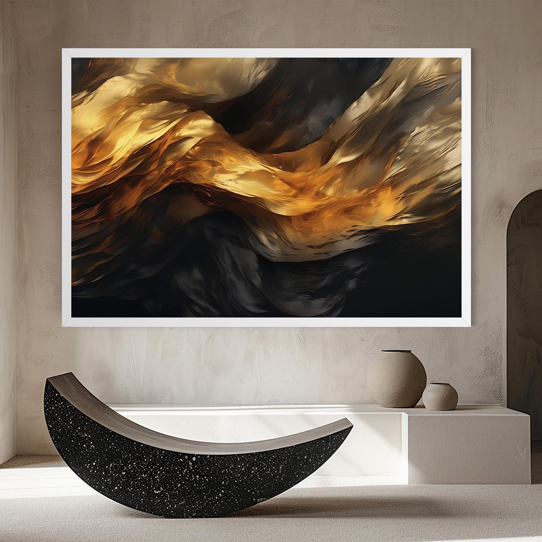Tablou Canvas Golden Waves With Black mockup 8