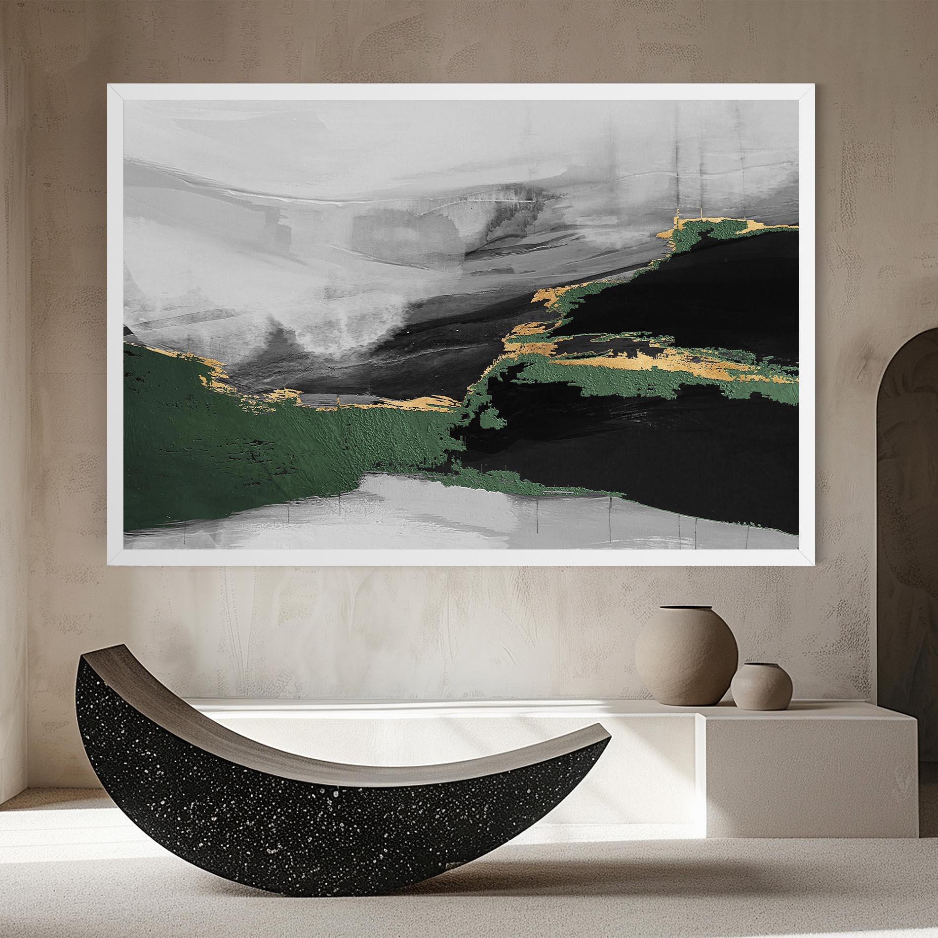 Tablou Canvas Grey With Green Painting mockup 8