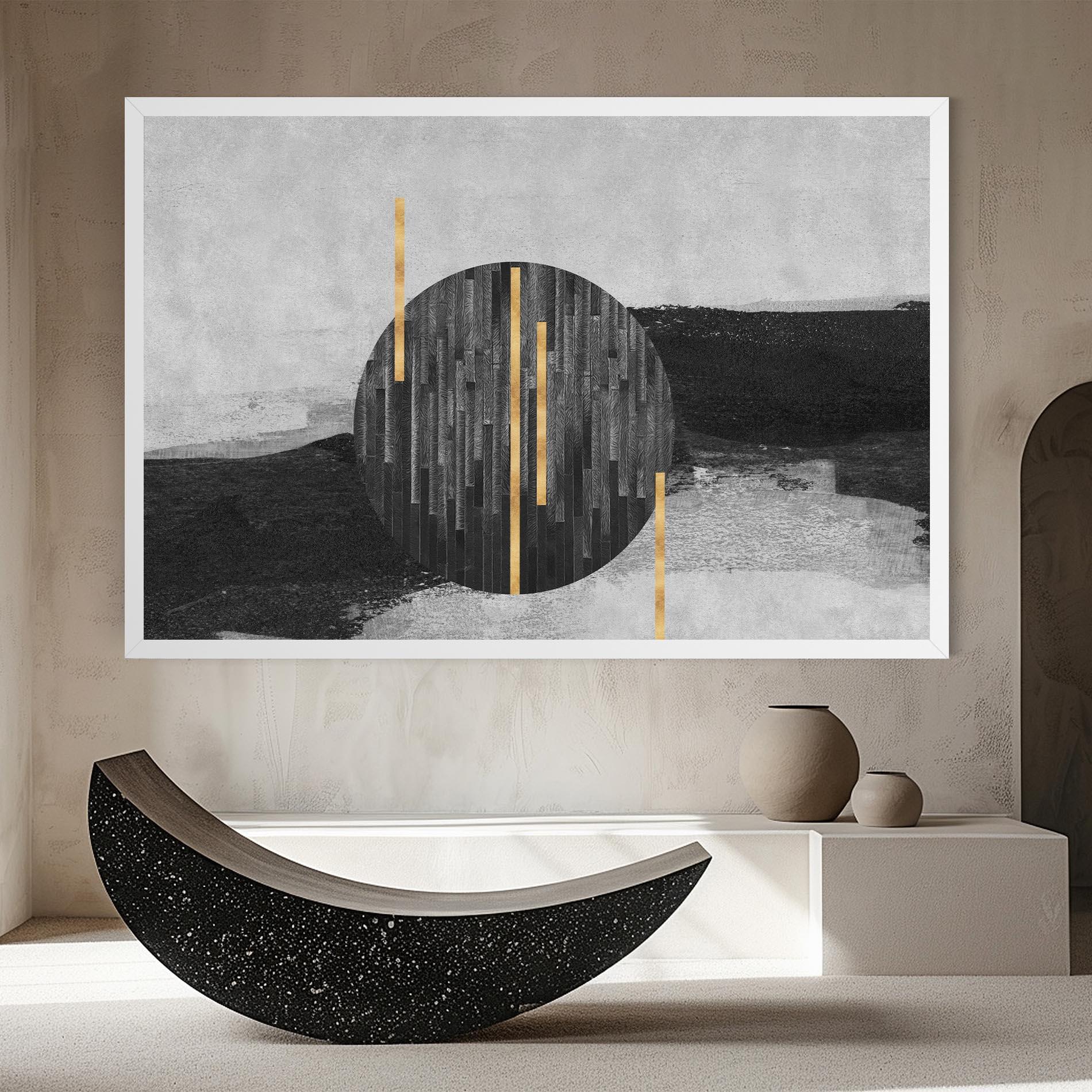 Tablou Canvas Modern Circle With Gold mockup 8