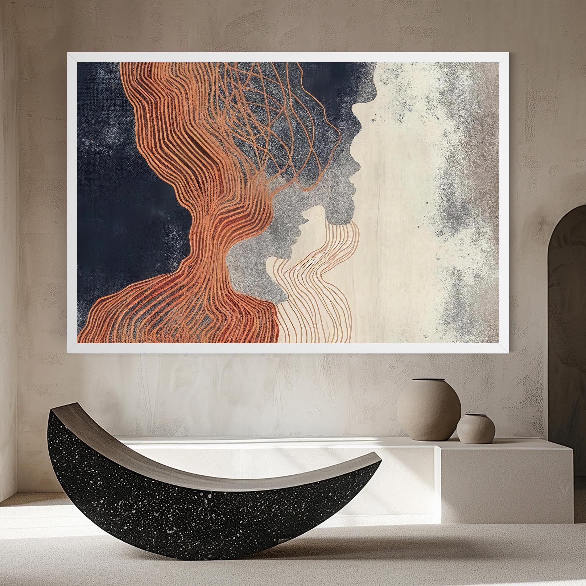 Tablou Canvas Orange Lines On Blue mockup 8