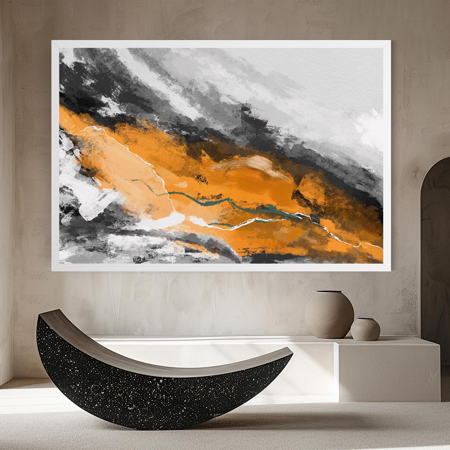 Tablou Canvas Orange Painting River mockup 8