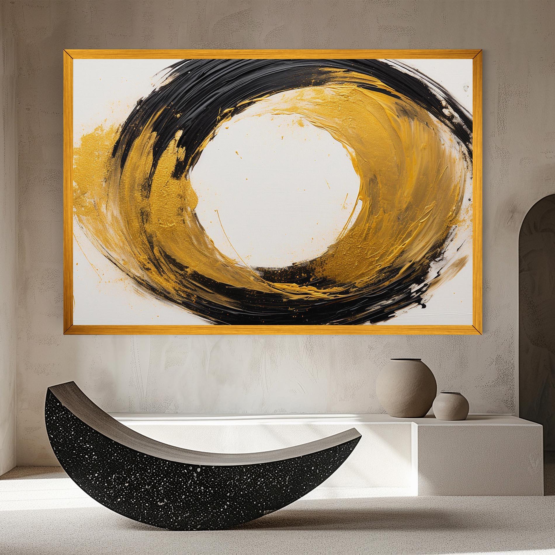 Tablou Canvas Circle From Gold And Black mockup 8