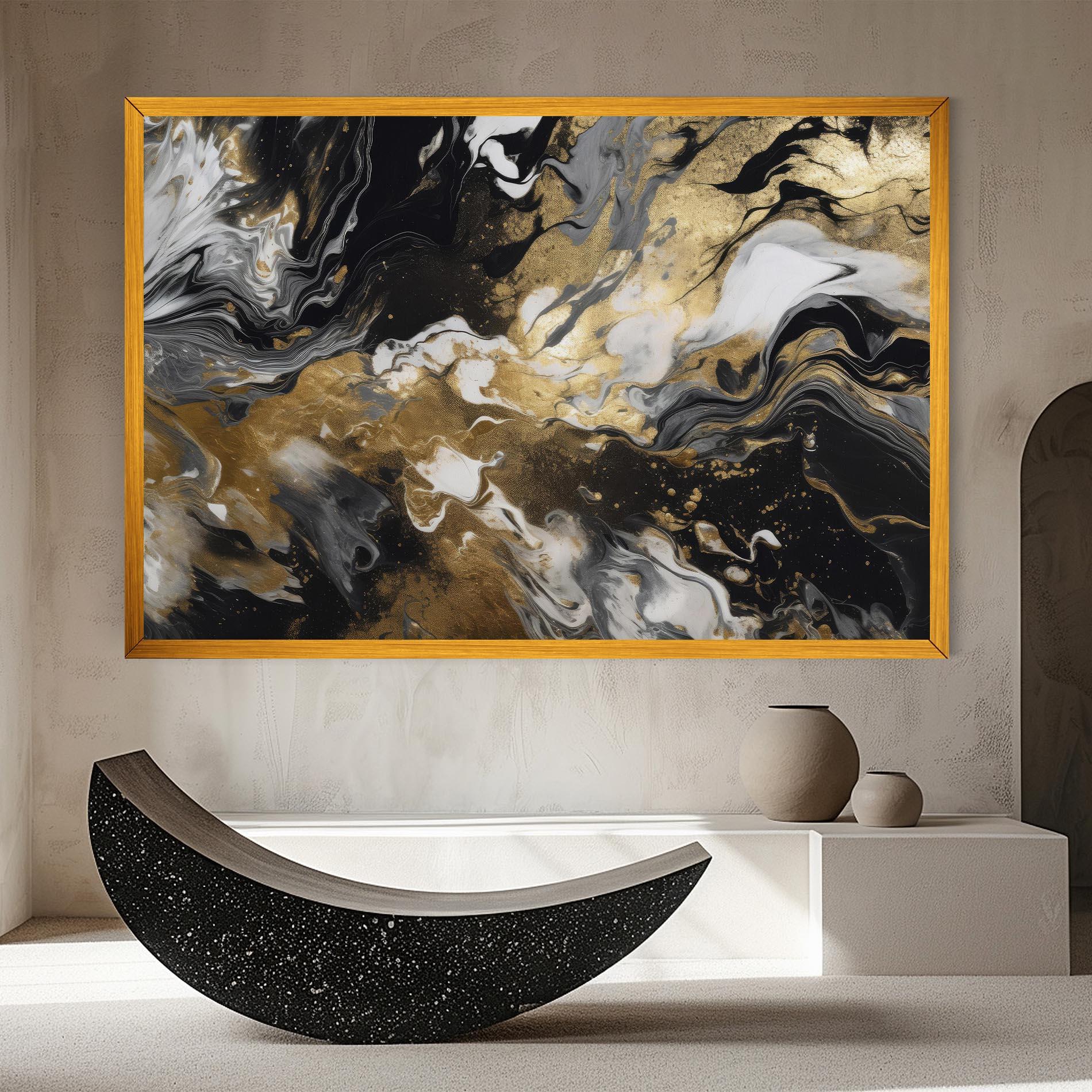 Tablou Canvas Gold Acrylic Fluid mockup 8