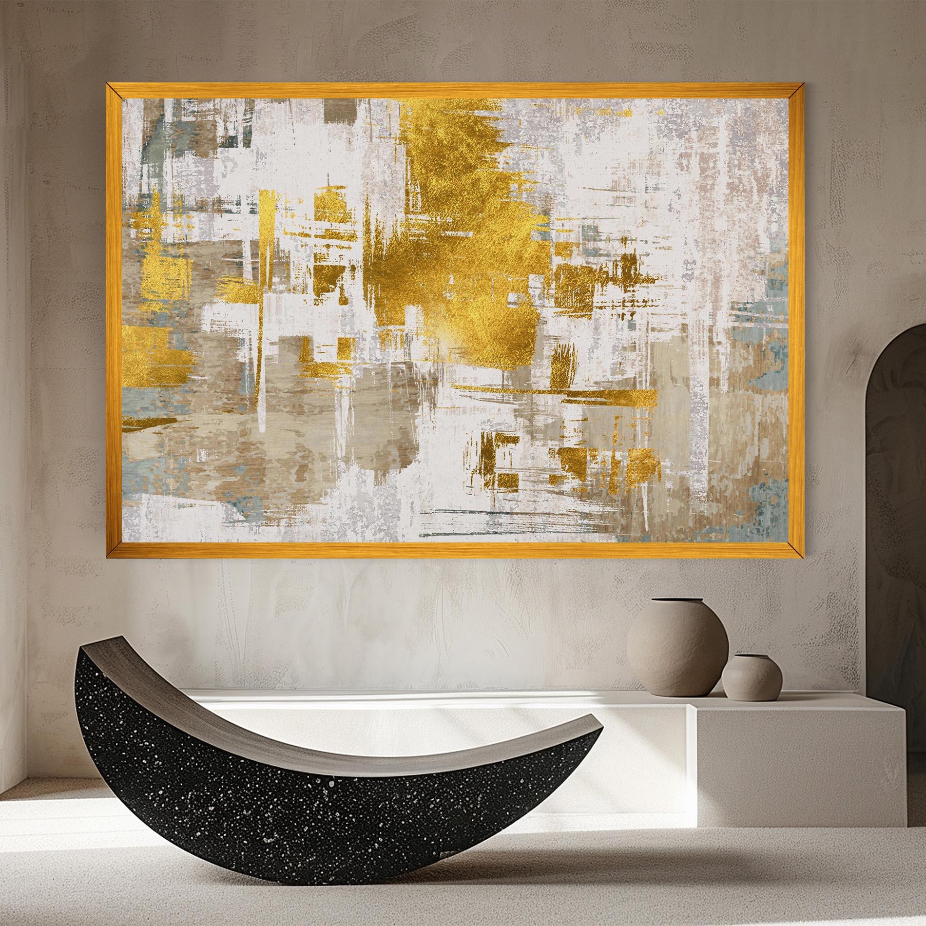 Tablou Canvas Gold And White Brush mockup 8