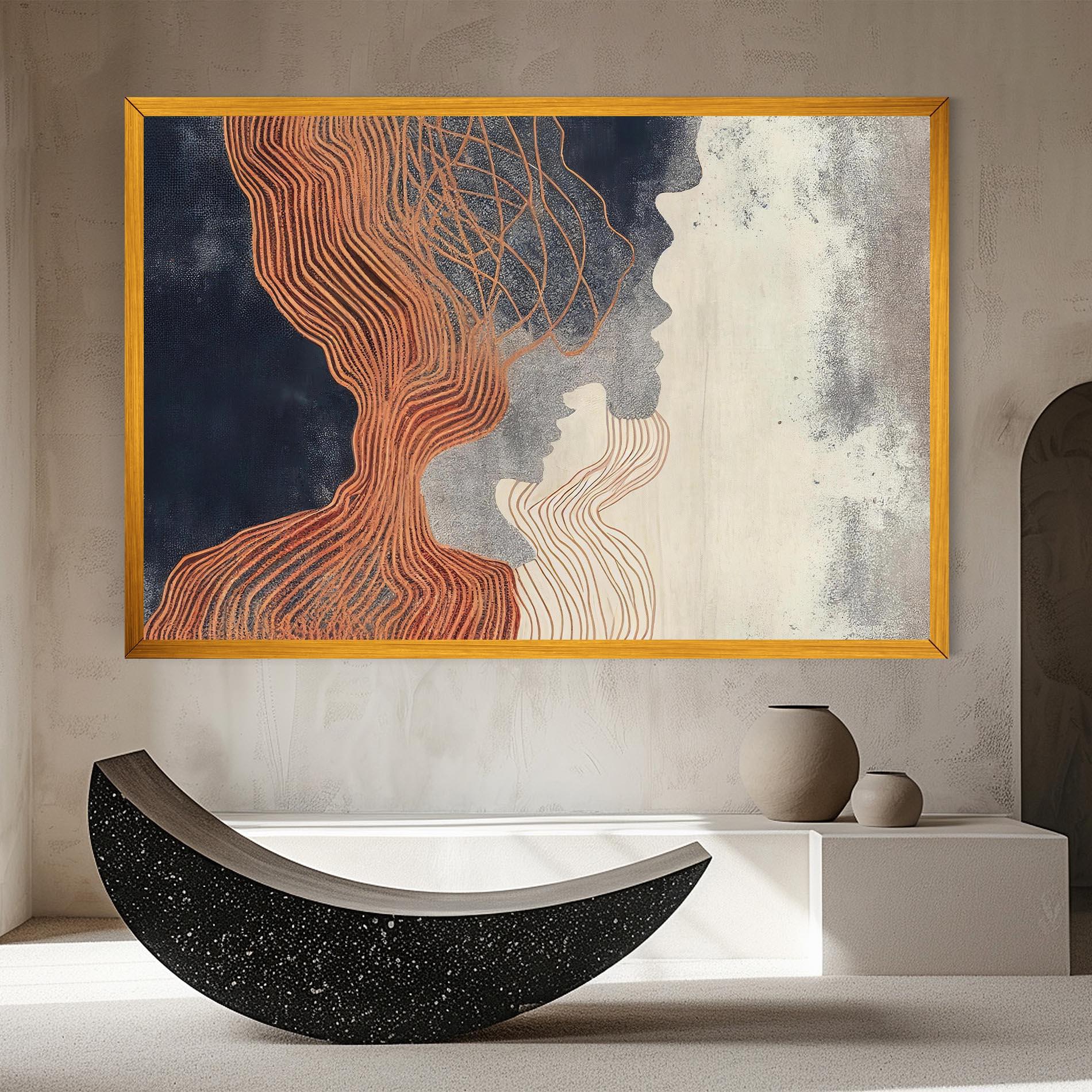 Tablou Canvas Orange Lines On Blue mockup 8