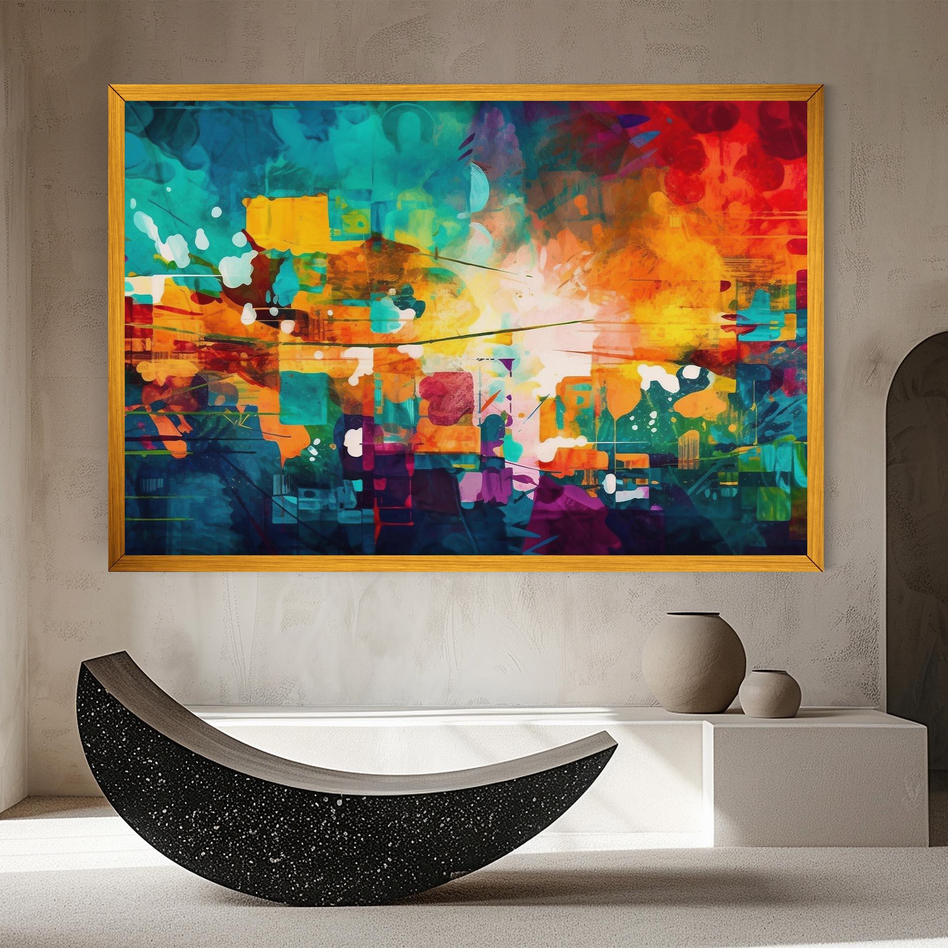 Tablou Canvas Vibrant Colors On Blue Background mockup 8