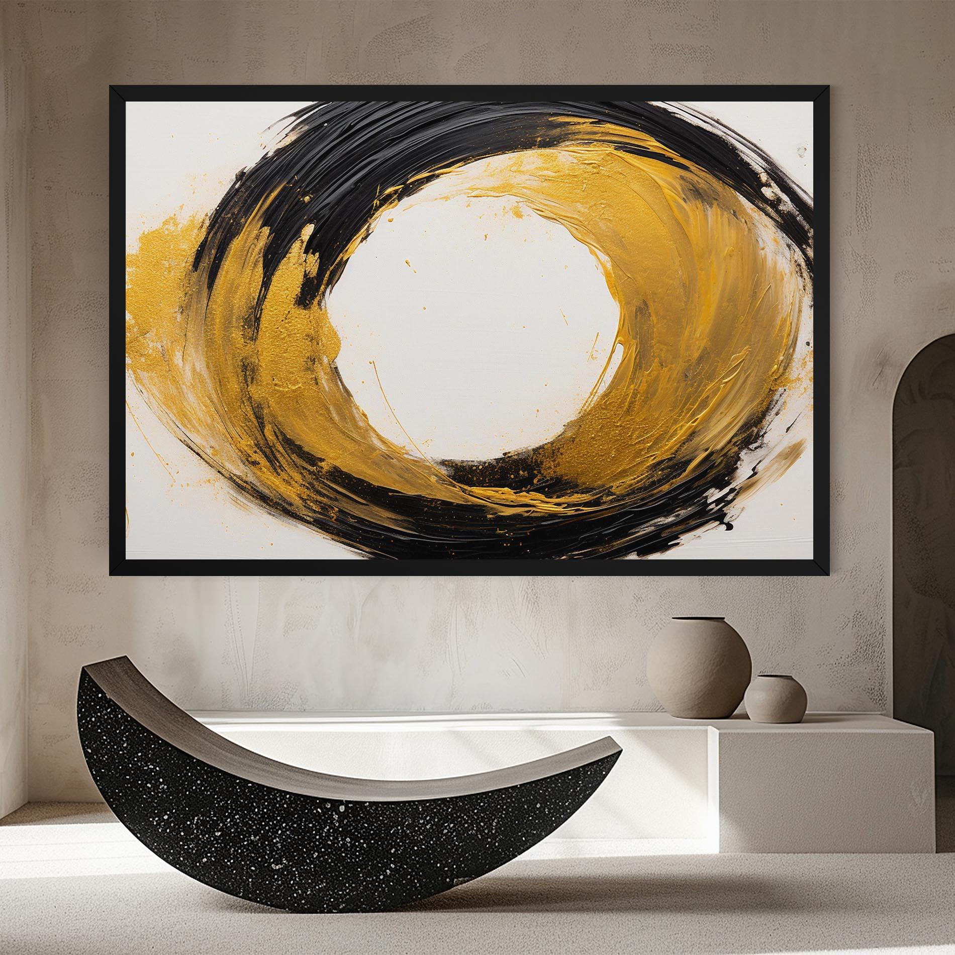 Tablou Canvas Circle From Gold And Black mockup 8