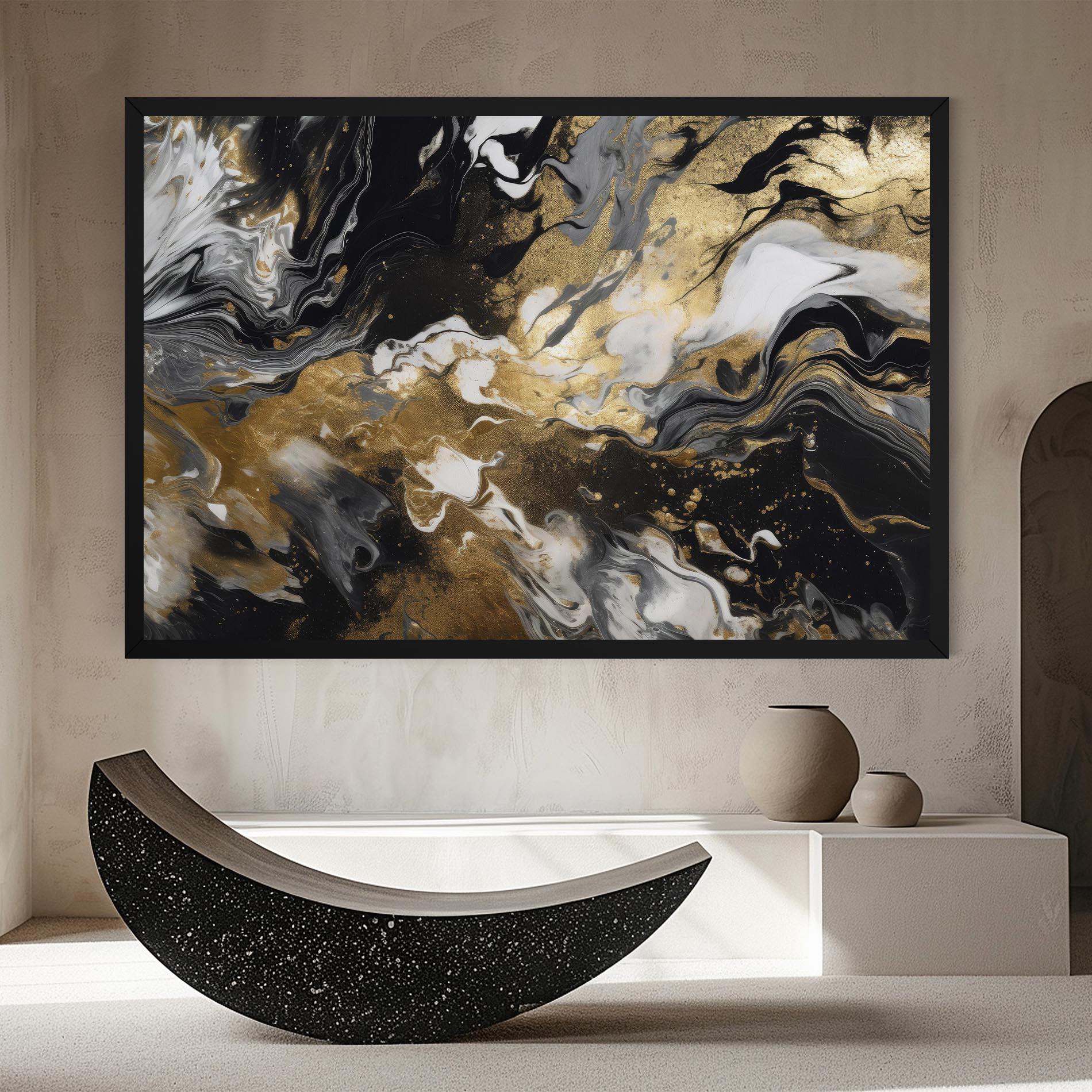 Tablou Canvas Gold Acrylic Fluid mockup 8