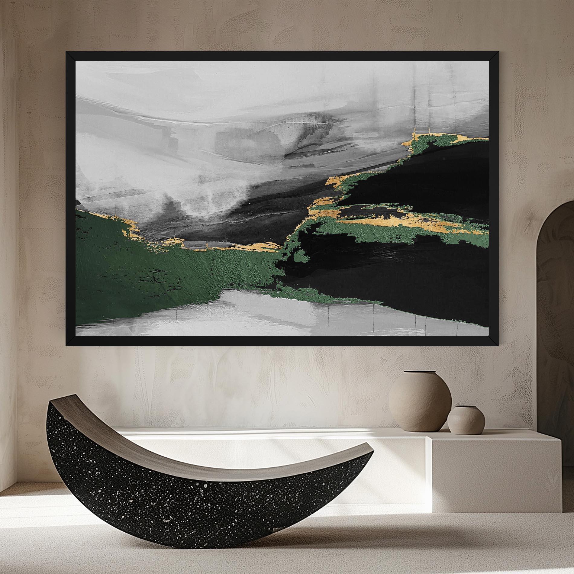 Tablou Canvas Grey With Green Painting mockup 8