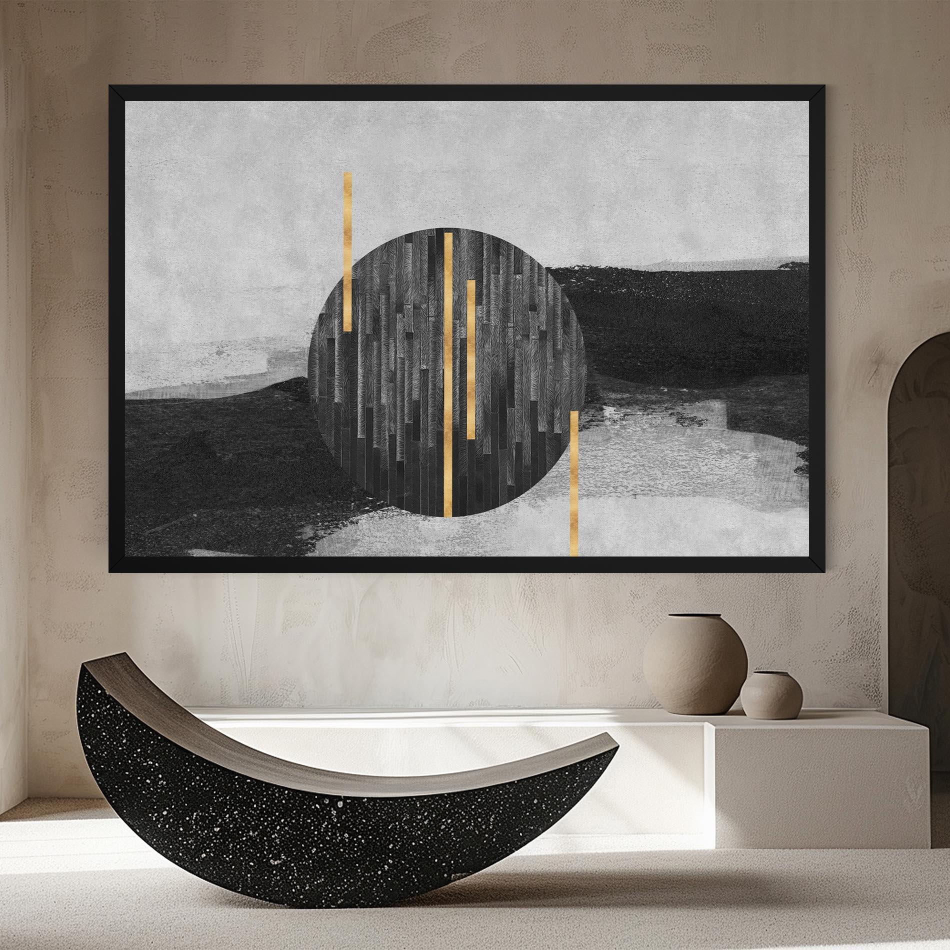 Tablou Canvas Modern Circle With Gold mockup 8