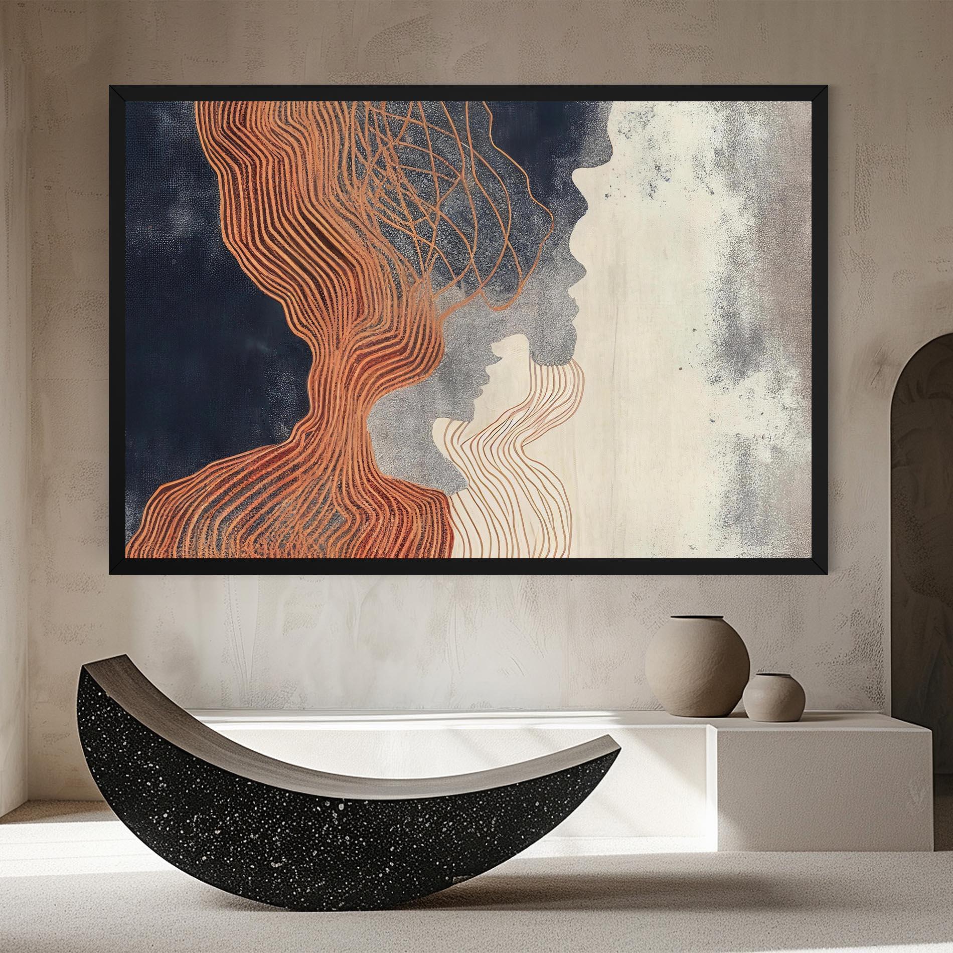 Tablou Canvas Orange Lines On Blue mockup 8