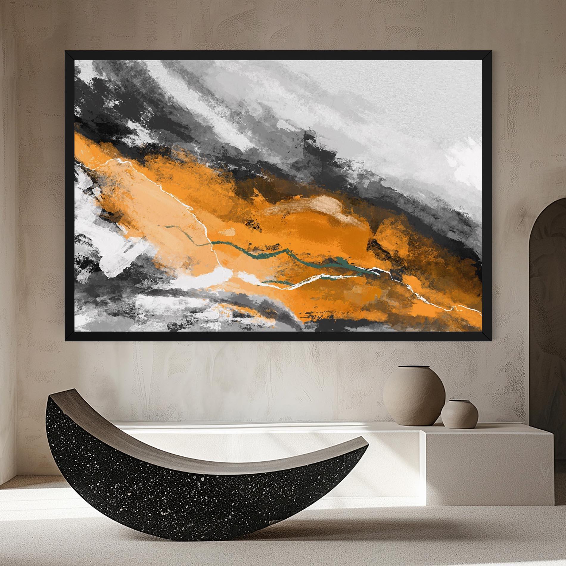 Tablou Canvas Orange Painting River mockup 8