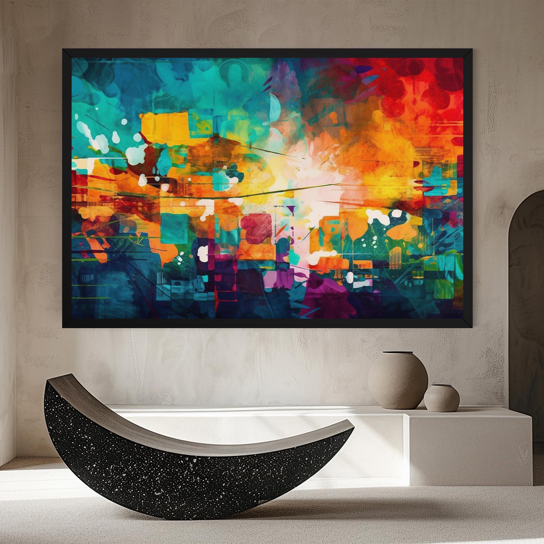 Tablou Canvas Vibrant Colors On Blue Background mockup 8