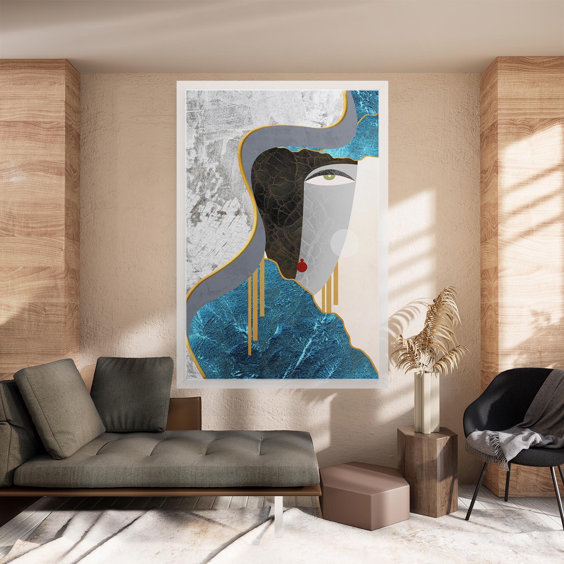 Tablou Canvas Abstract Blue Face mockup 8