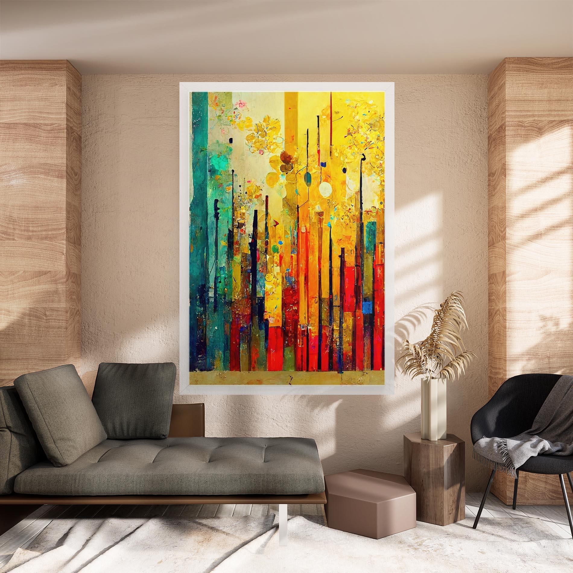 Tablou Canvas Black Lines On Yellow Light mockup 8