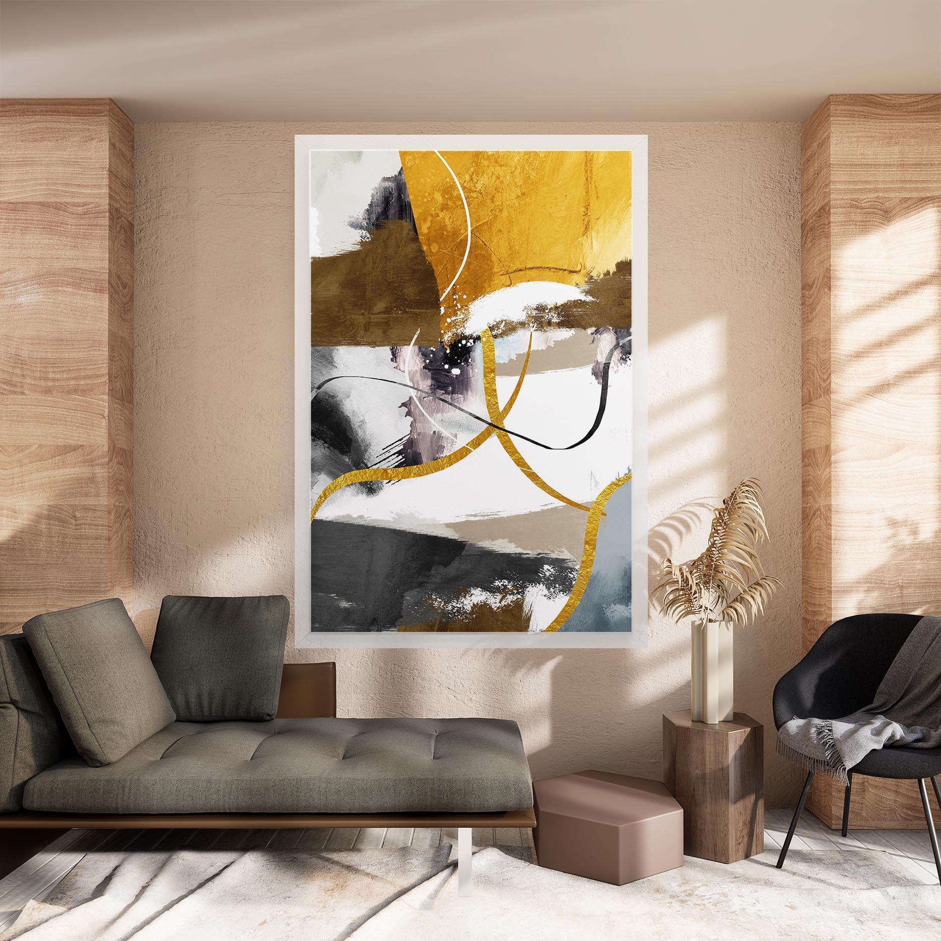 Tablou Canvas Chaotic Golden Painting mockup 8