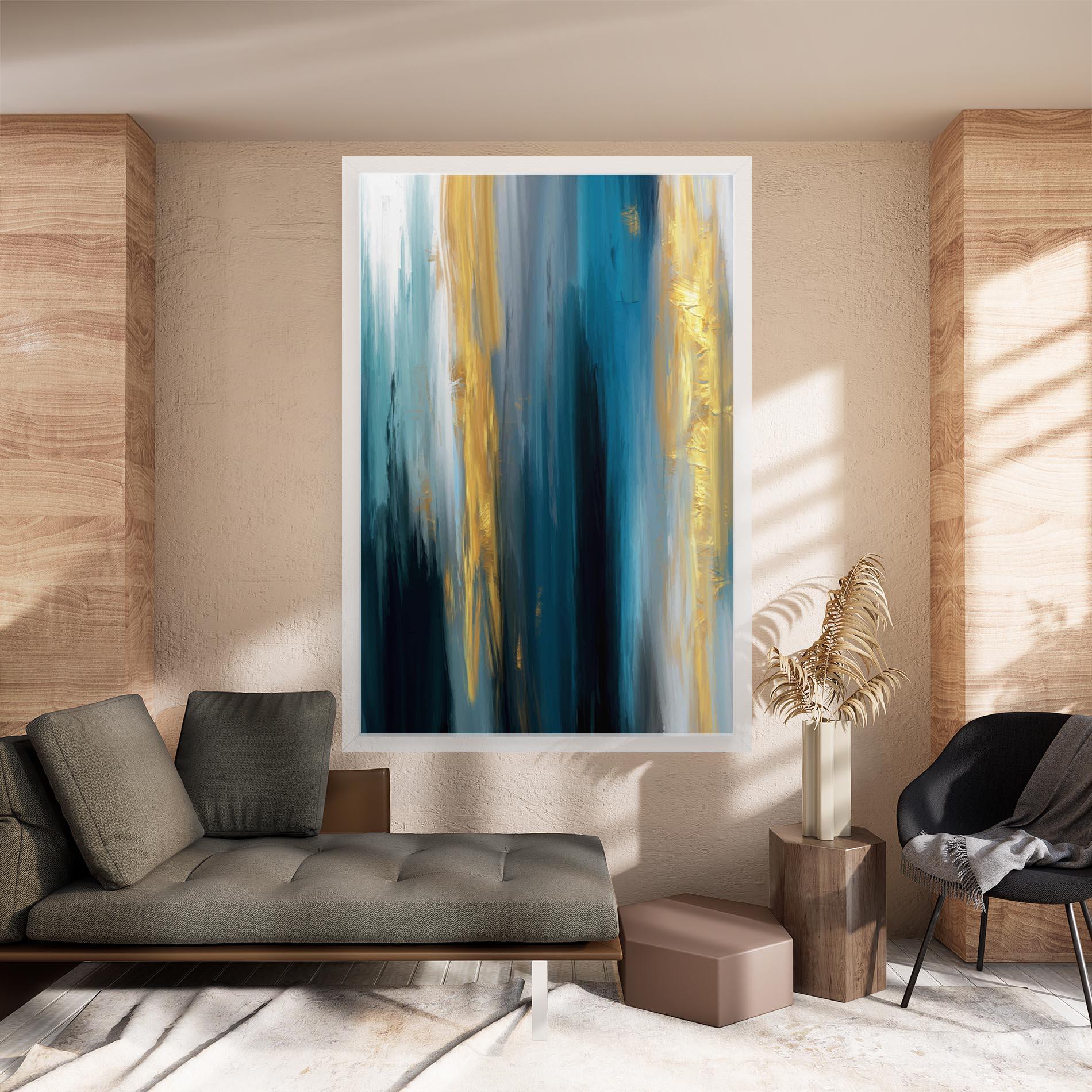 Tablou Canvas Golden Black Blue Art mockup 8