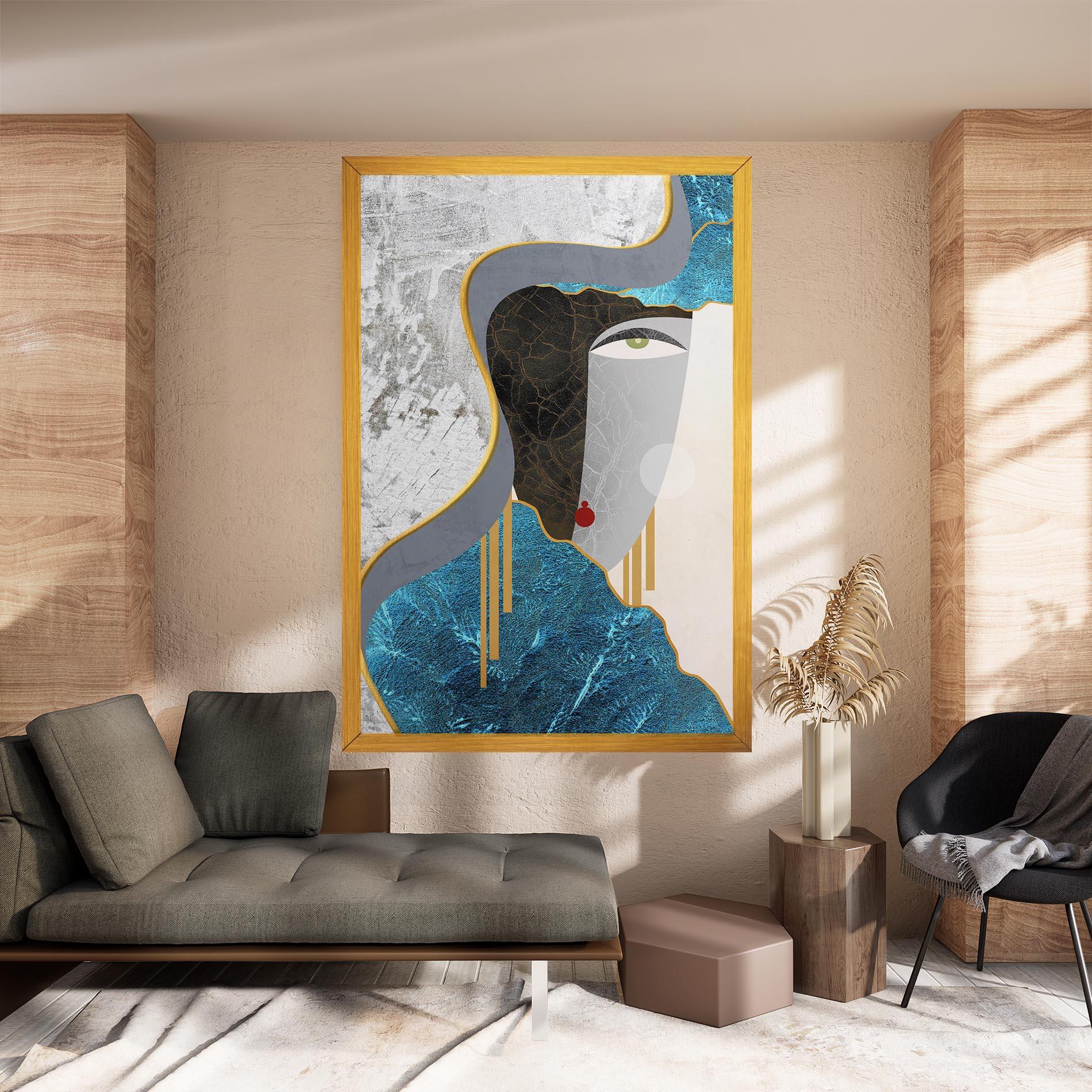 Tablou Canvas Abstract Blue Face mockup 8