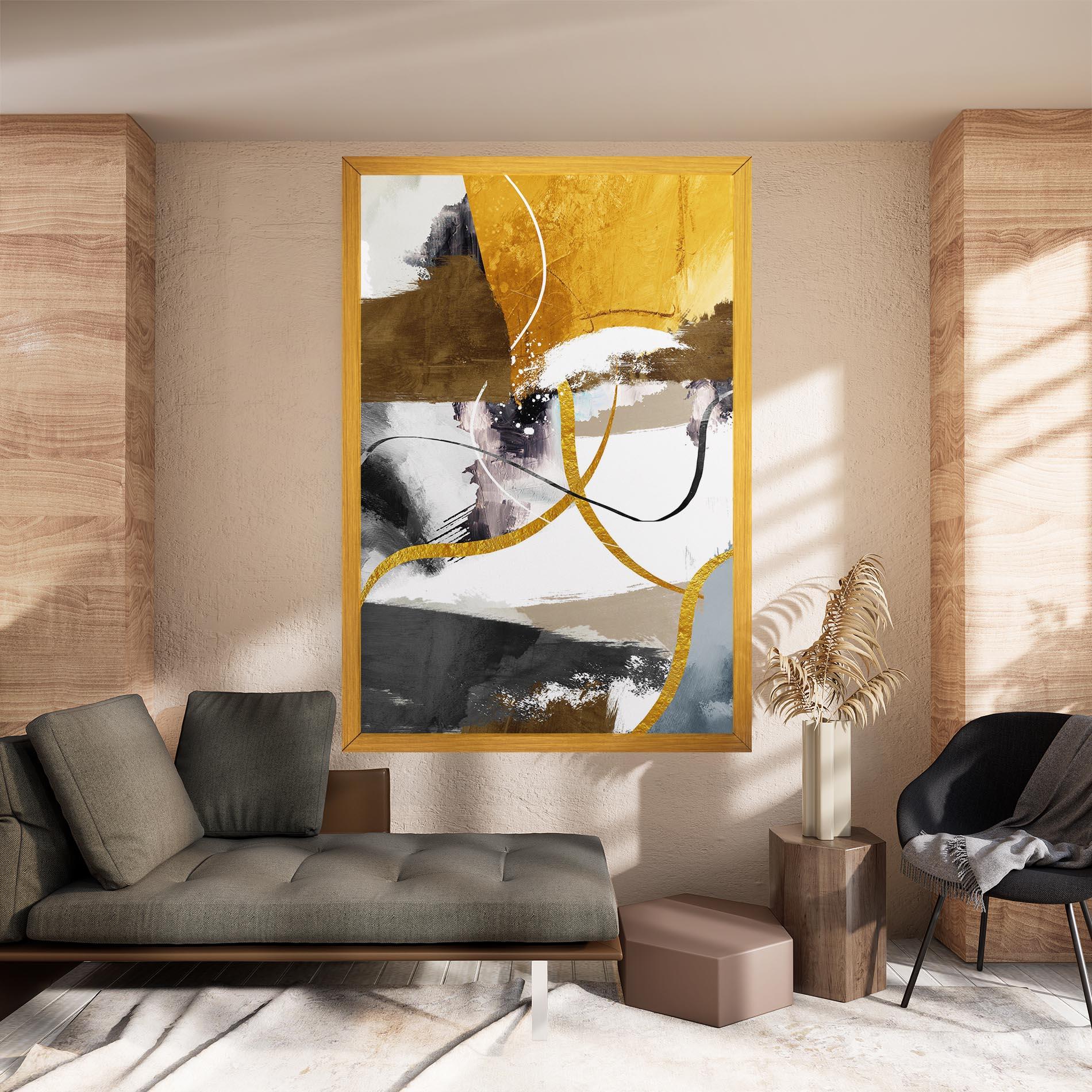 Tablou Canvas Chaotic Golden Painting mockup 8