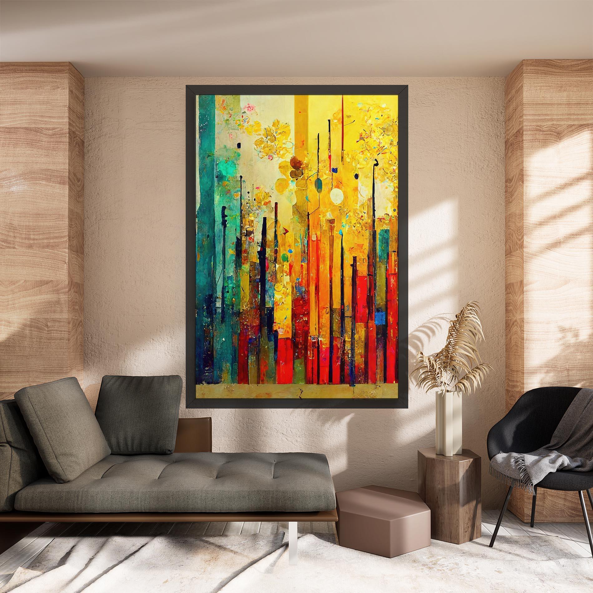 Tablou Canvas Black Lines On Yellow Light mockup 8