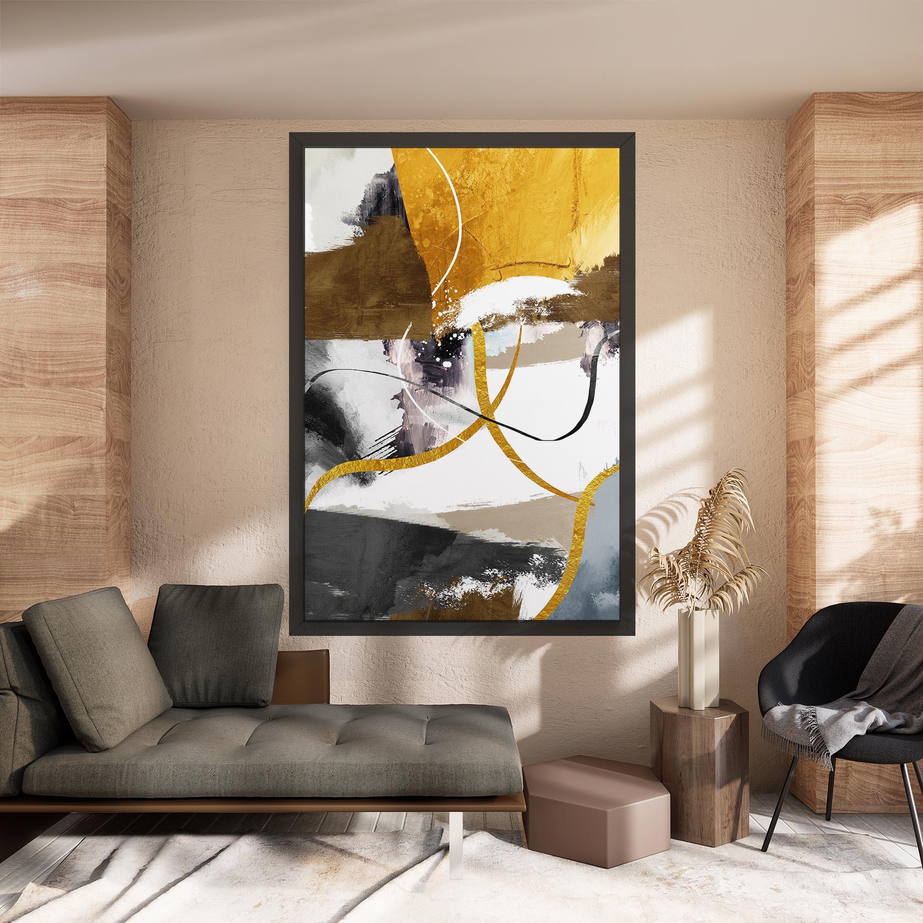 Tablou Canvas Chaotic Golden Painting mockup 8