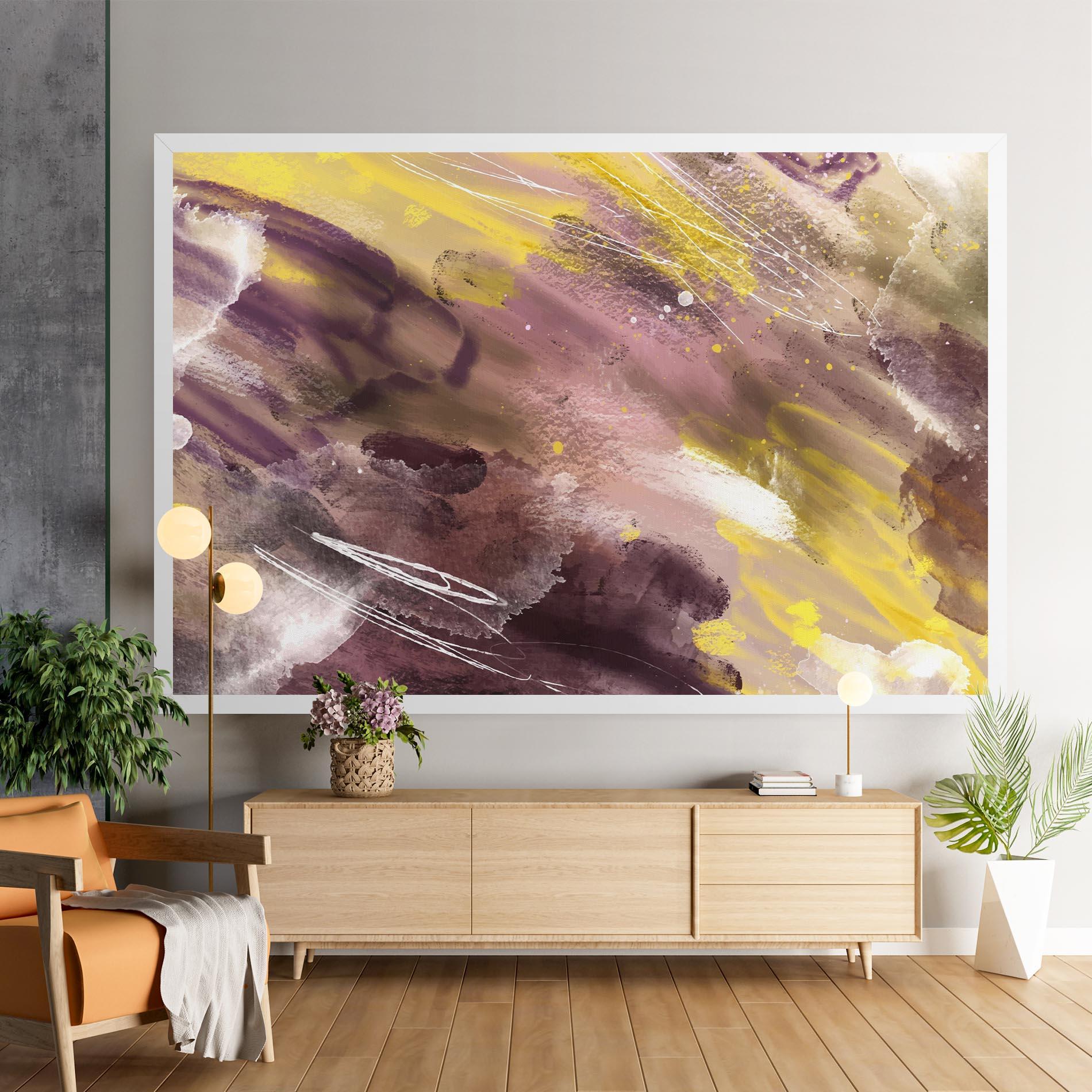 Tablou Canvas Abstract Purple Yellow Art mockup 9
