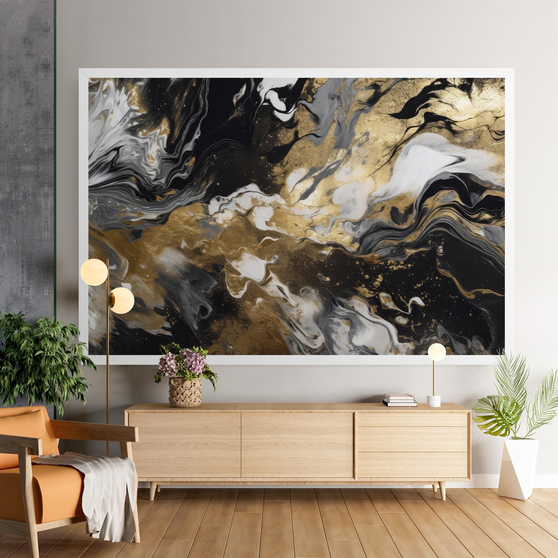 Tablou Canvas Gold Acrylic Fluid mockup 9