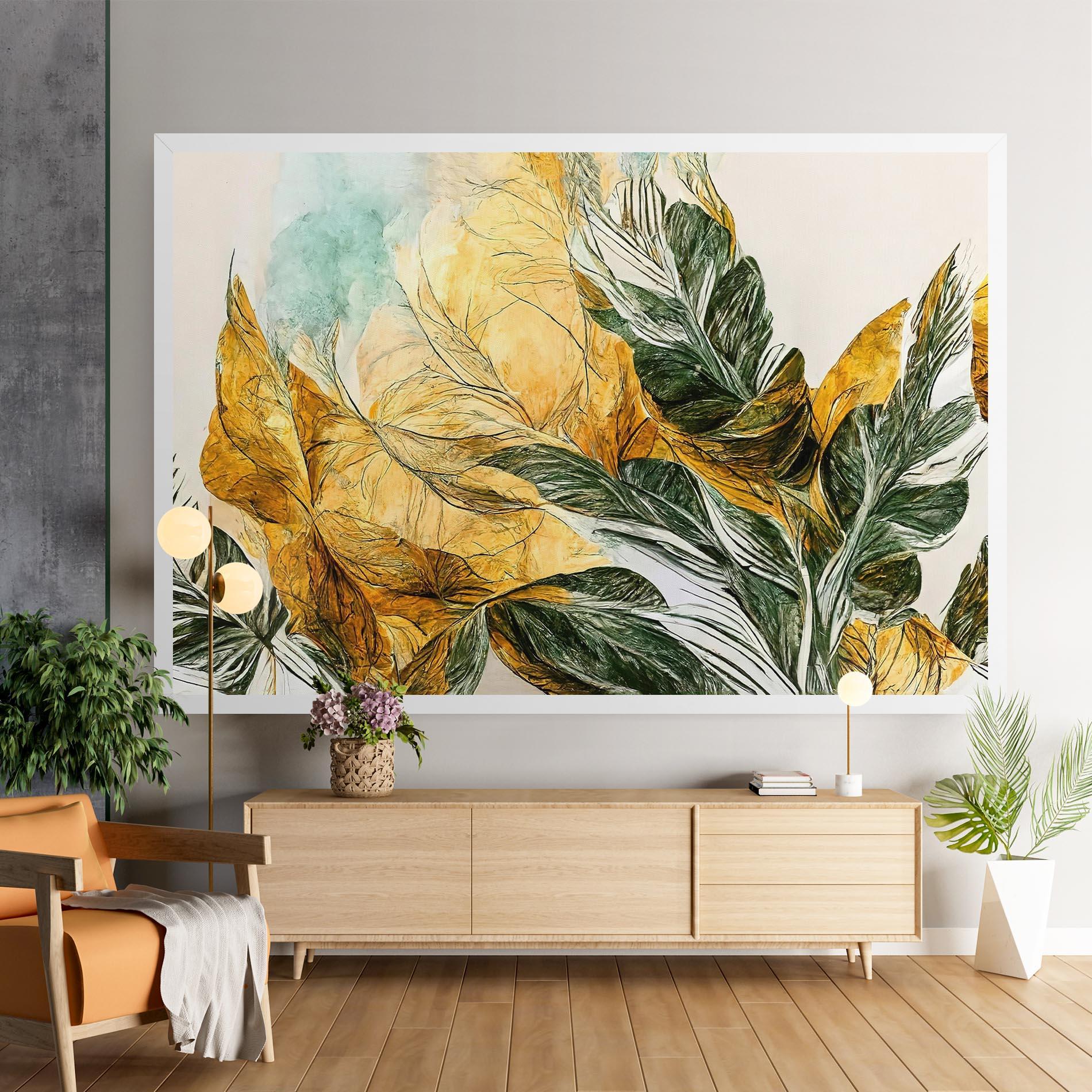 Tablou Canvas Gold And Green Leafes mockup 9