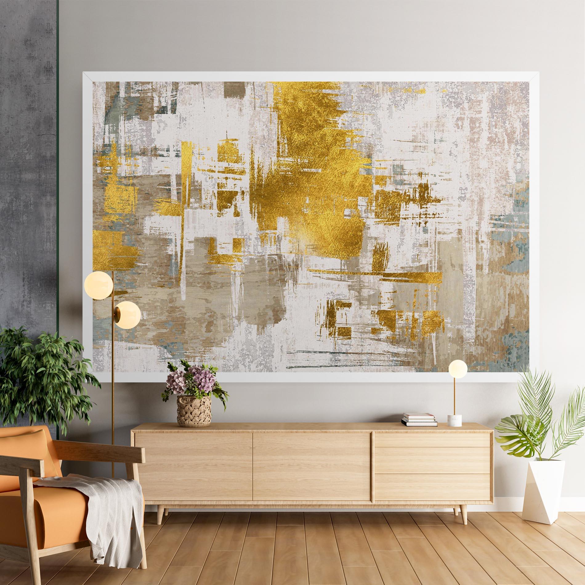 Tablou Canvas Gold And White Brush mockup 9