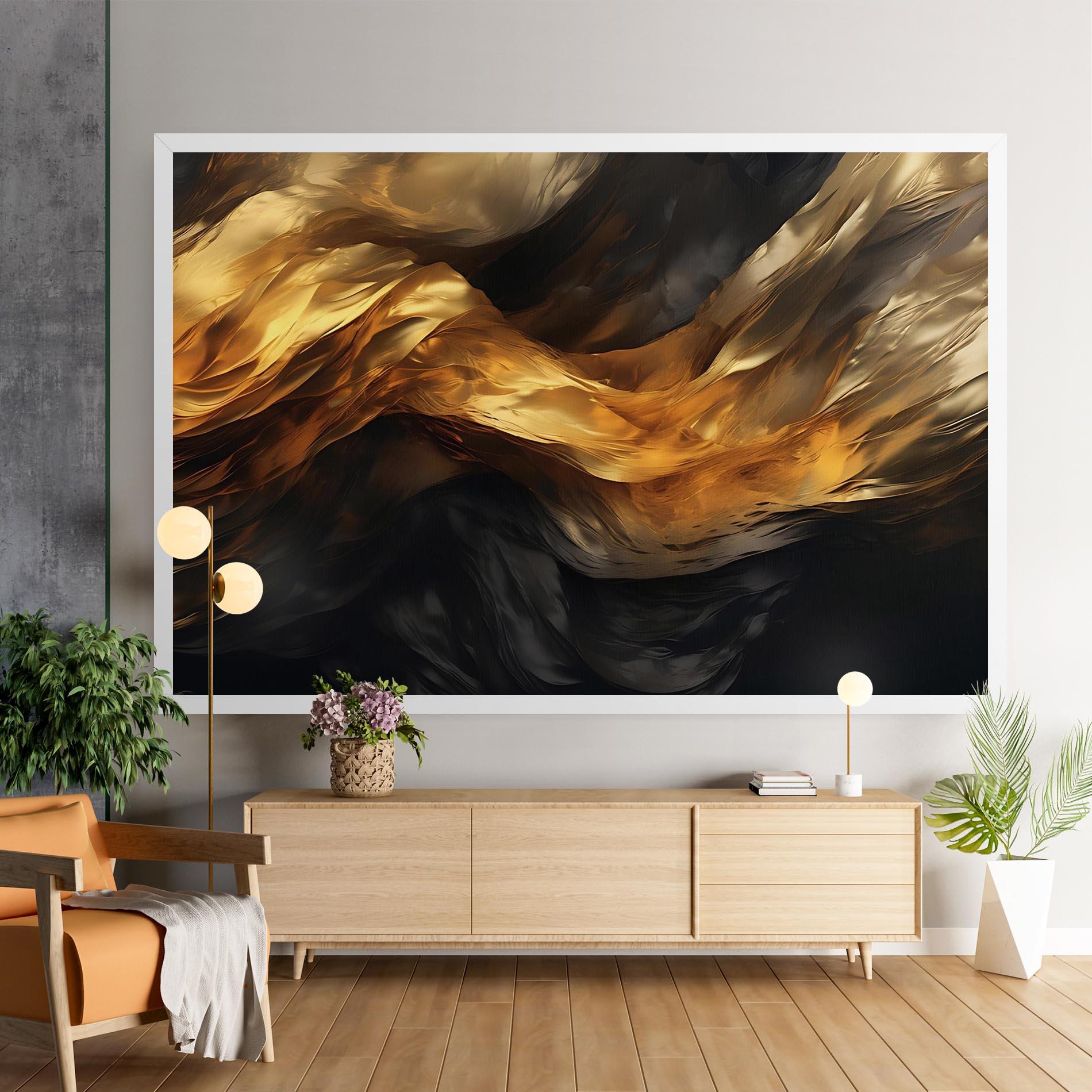 Tablou Canvas Golden Waves With Black mockup 9