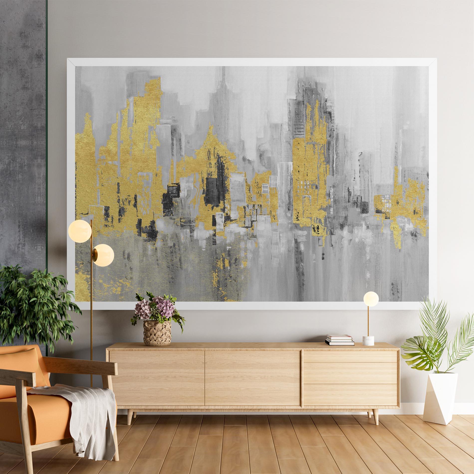 Tablou Canvas Light Grey With Gold mockup 9