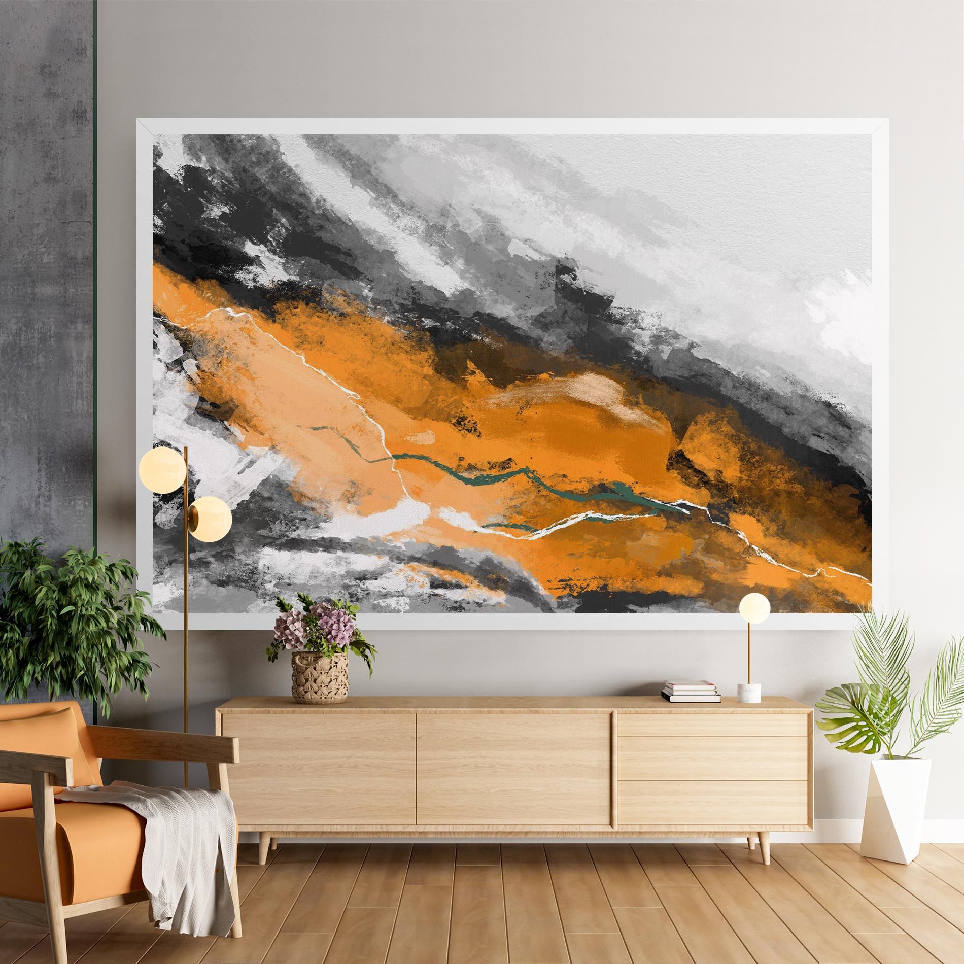 Tablou Canvas Orange Painting River mockup 9